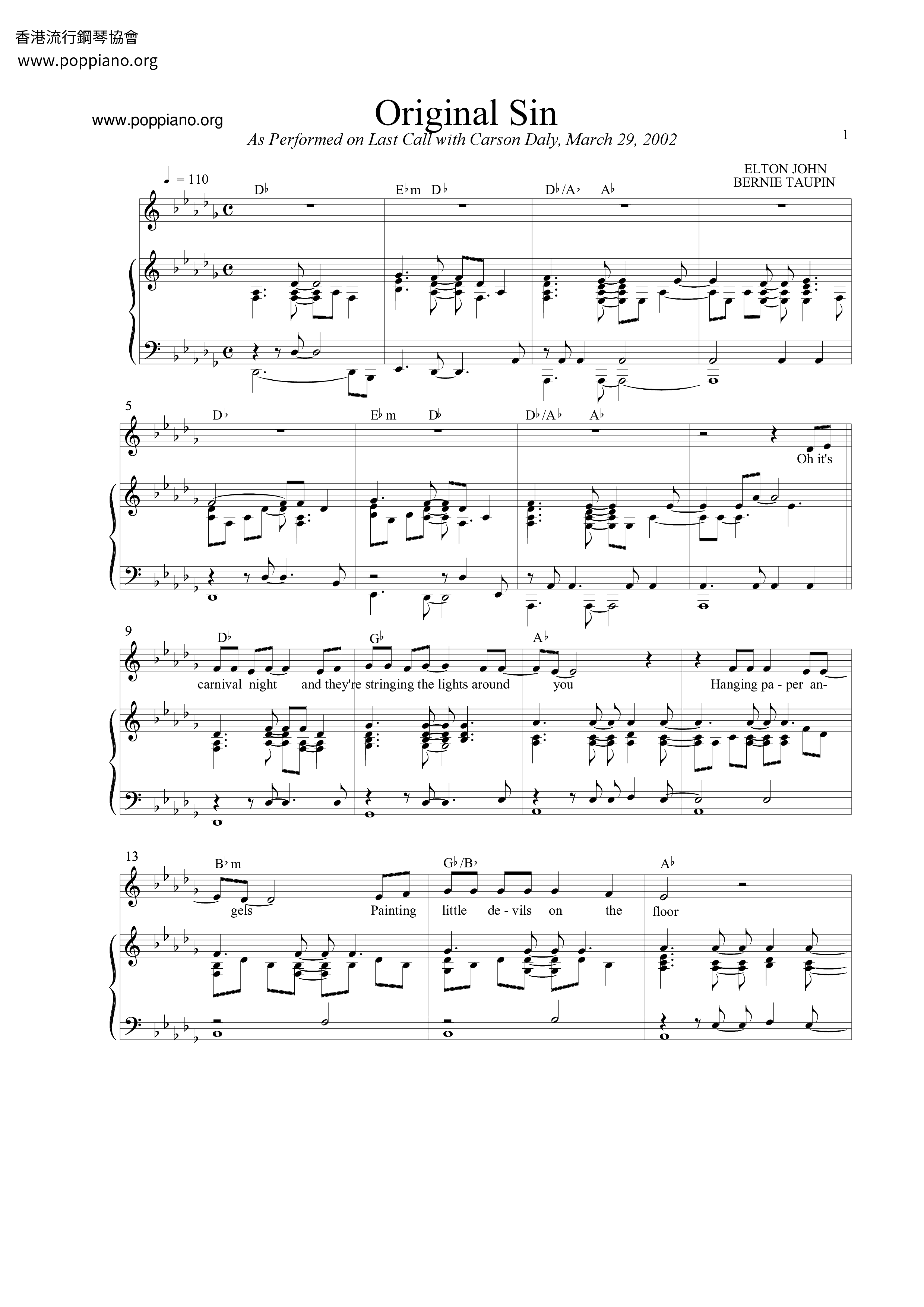 Original Sin琴谱