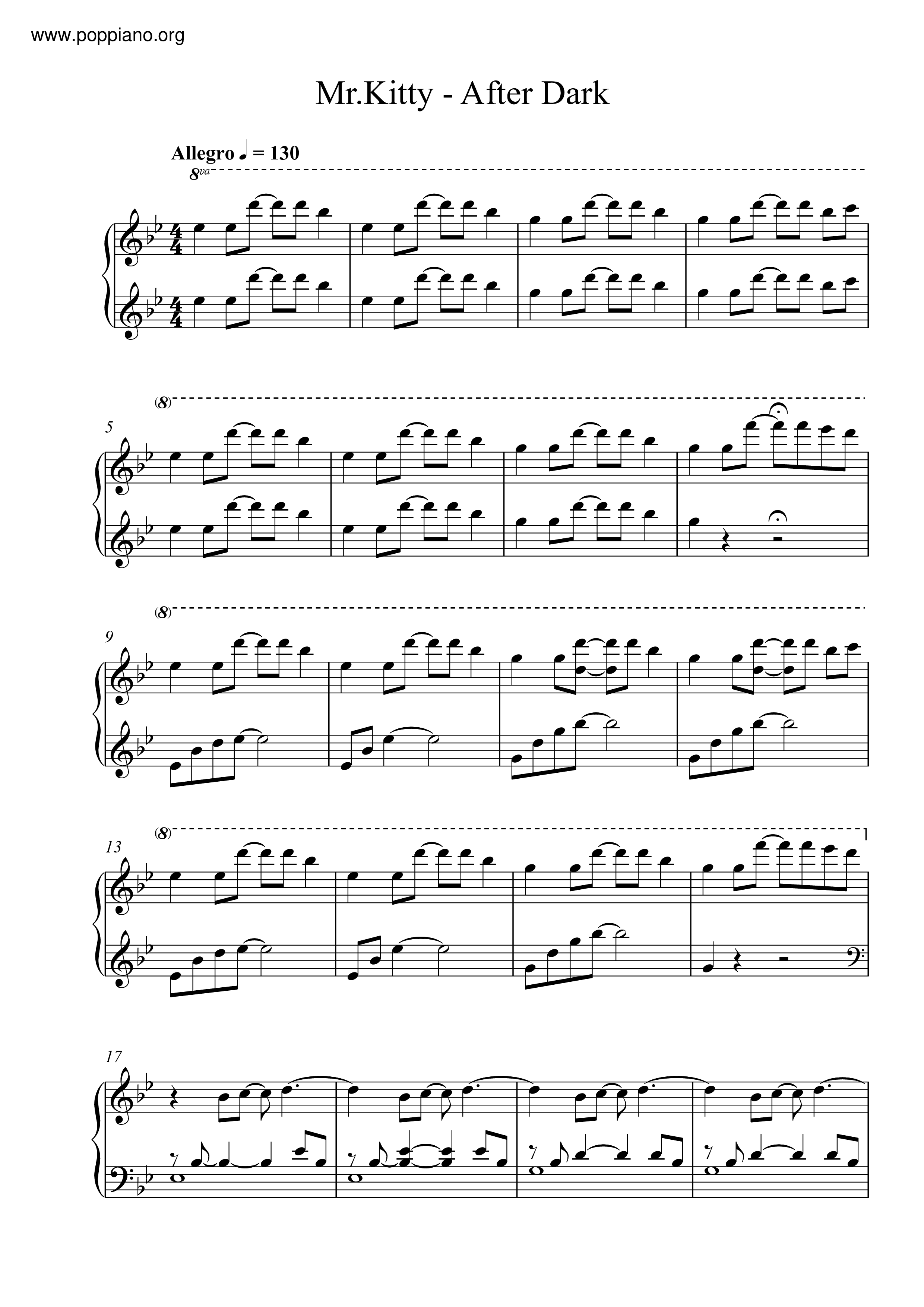 ☆ Mr.Kitty-After Dark Sheet Music pdf, - Free Score Download ☆