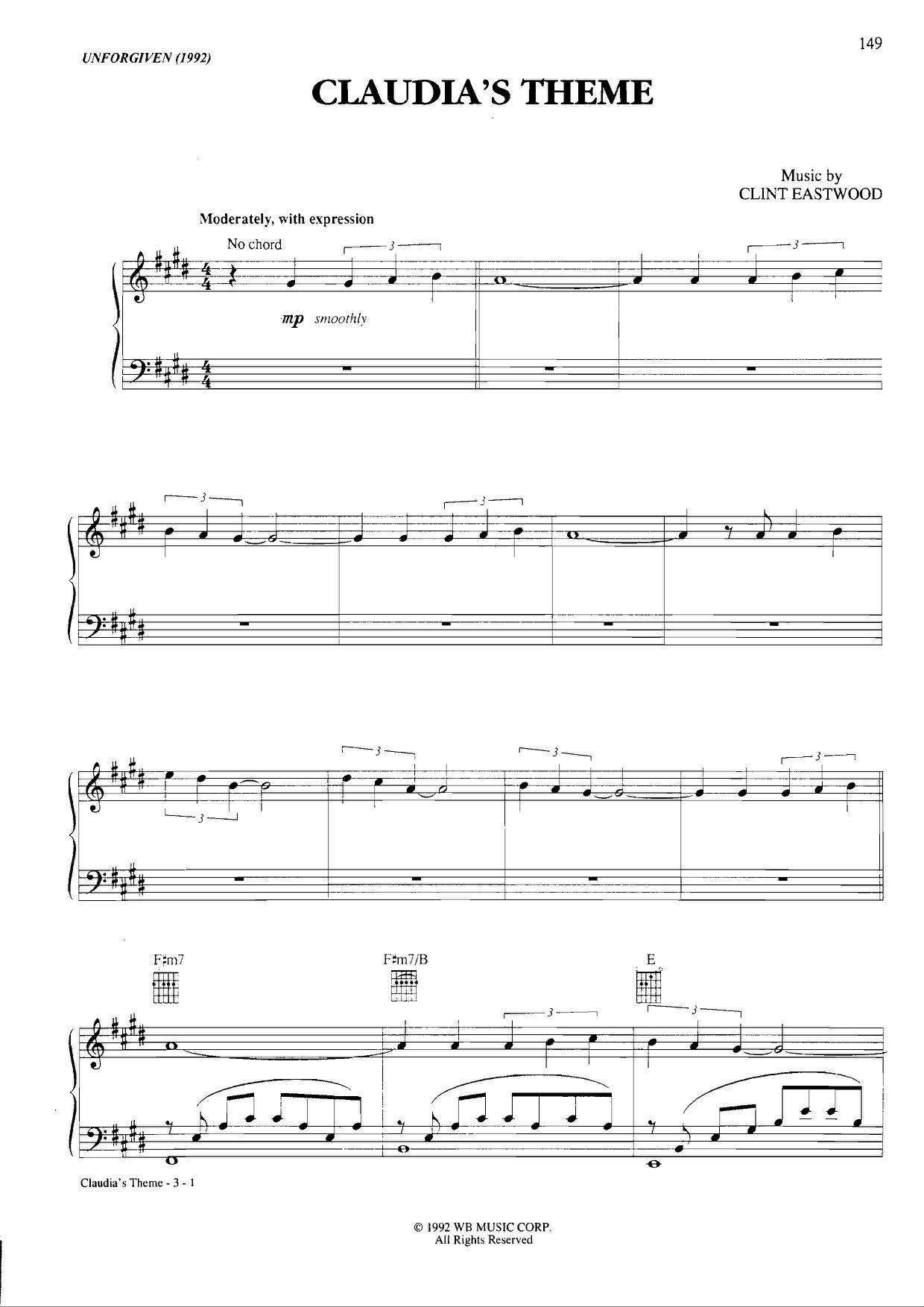 Uanforgiven - Claudia's Theme琴谱