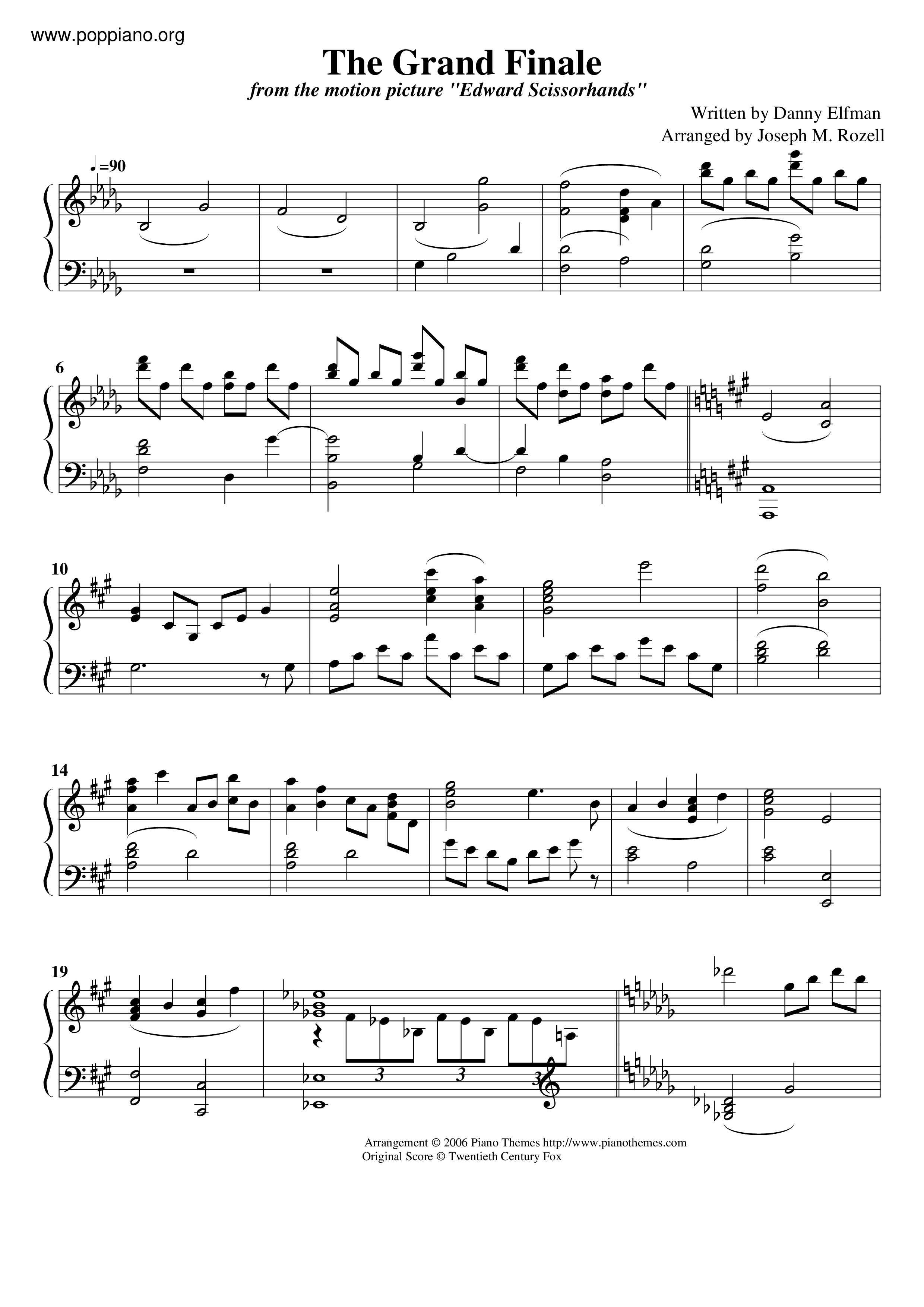 The Grand Finale (Edward Scissorhands) Score