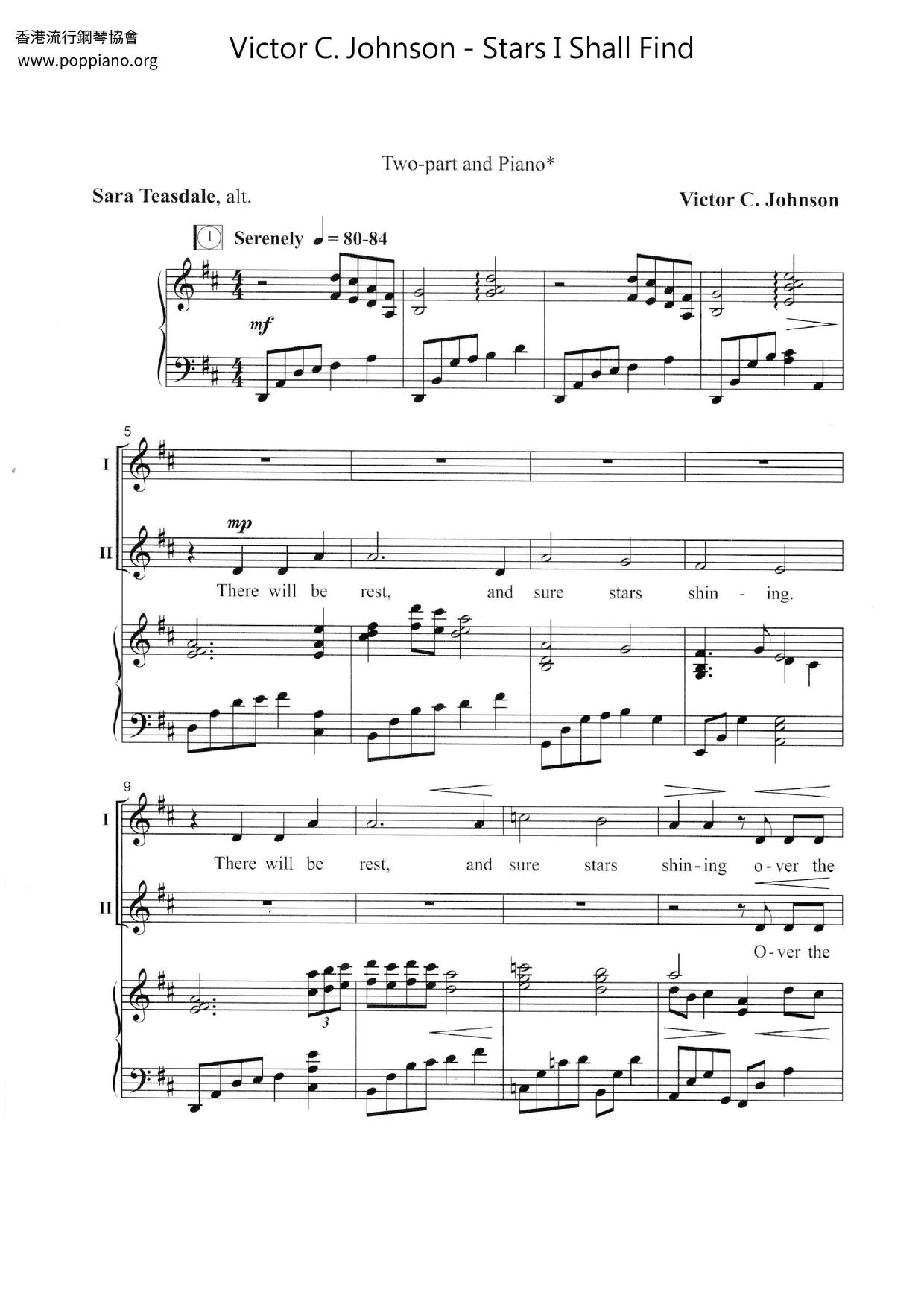 Stars I Shall Find Score