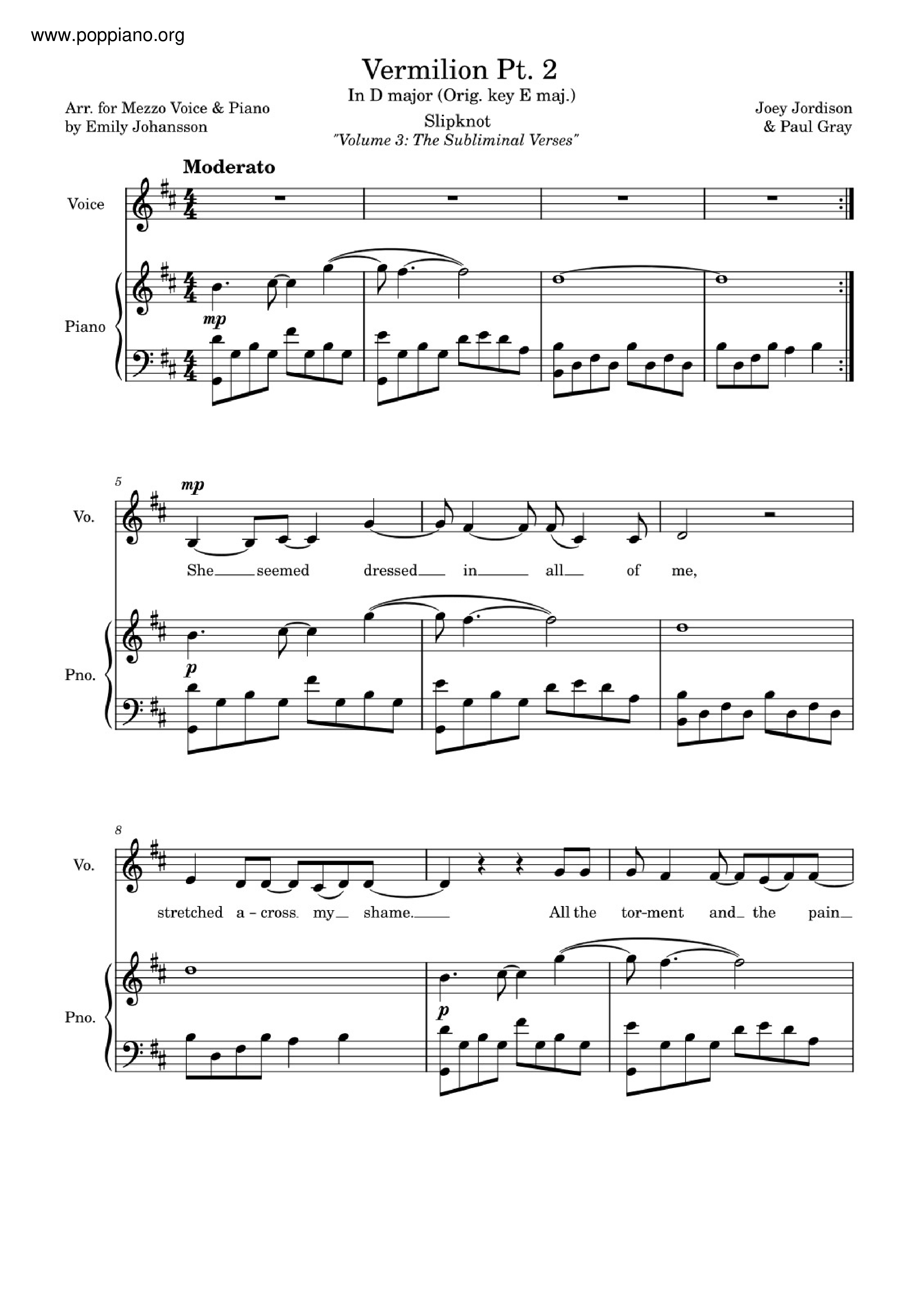 Vermilion, Pt. 2 Score