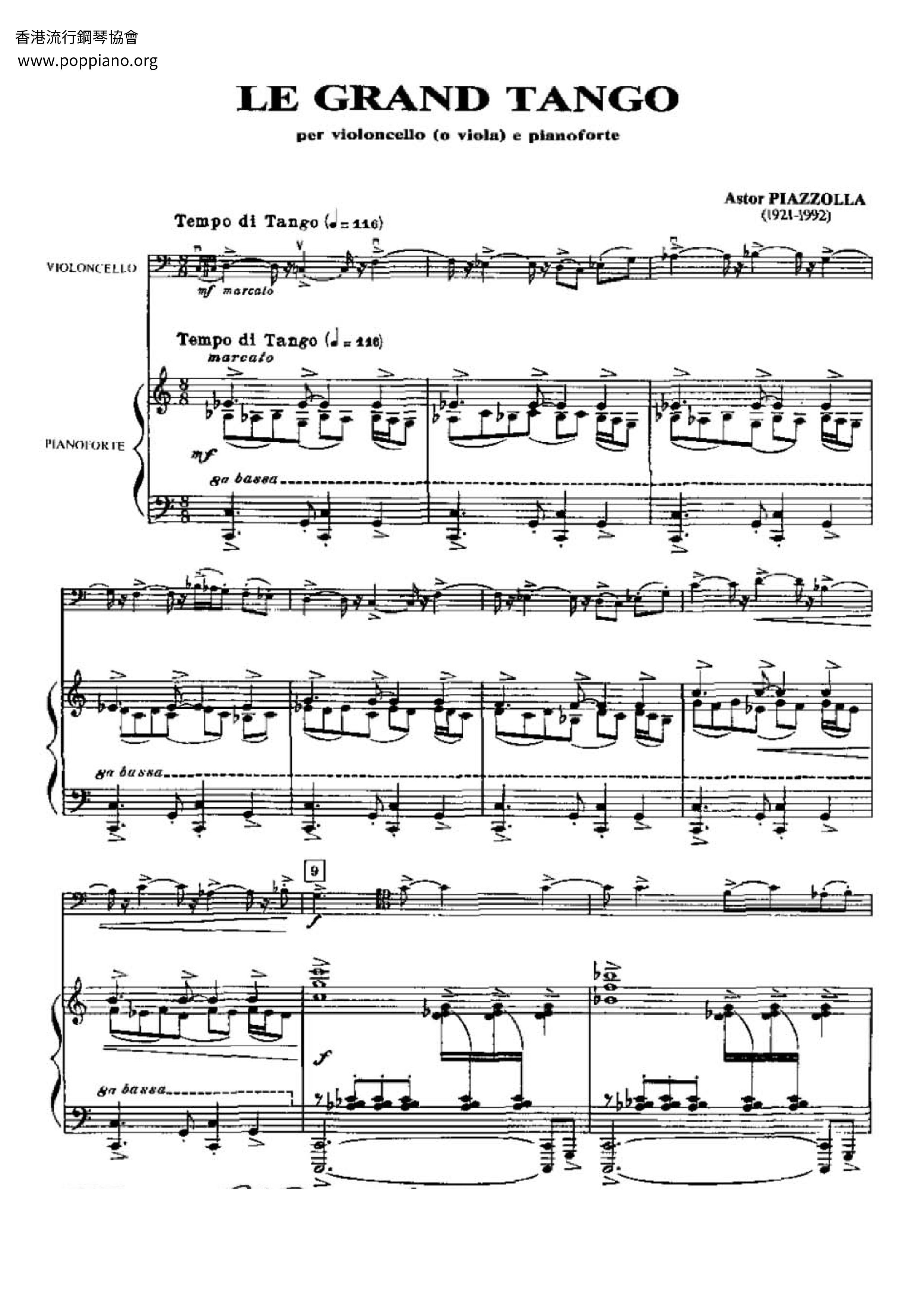 Astor Piazzolla Le Grand Tango琴谱