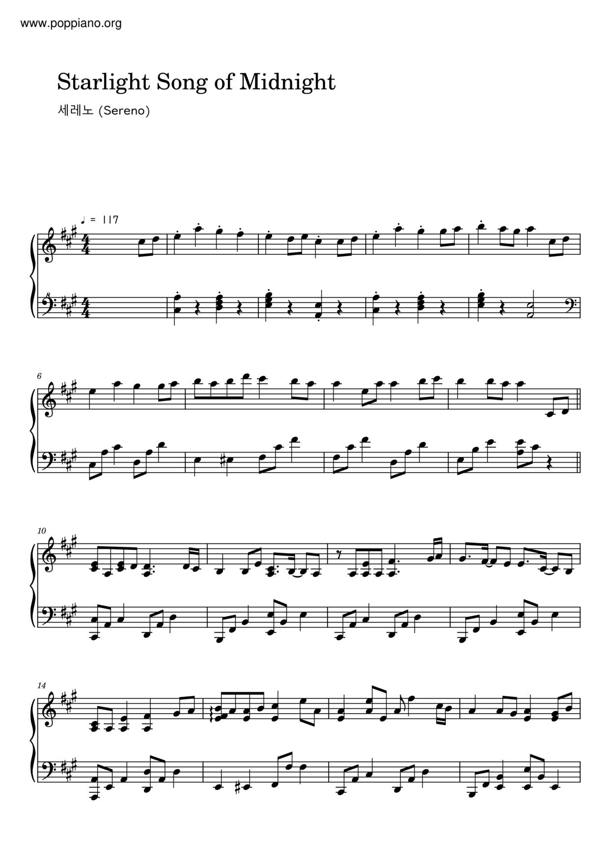 Starlight Song Of Midnight琴譜