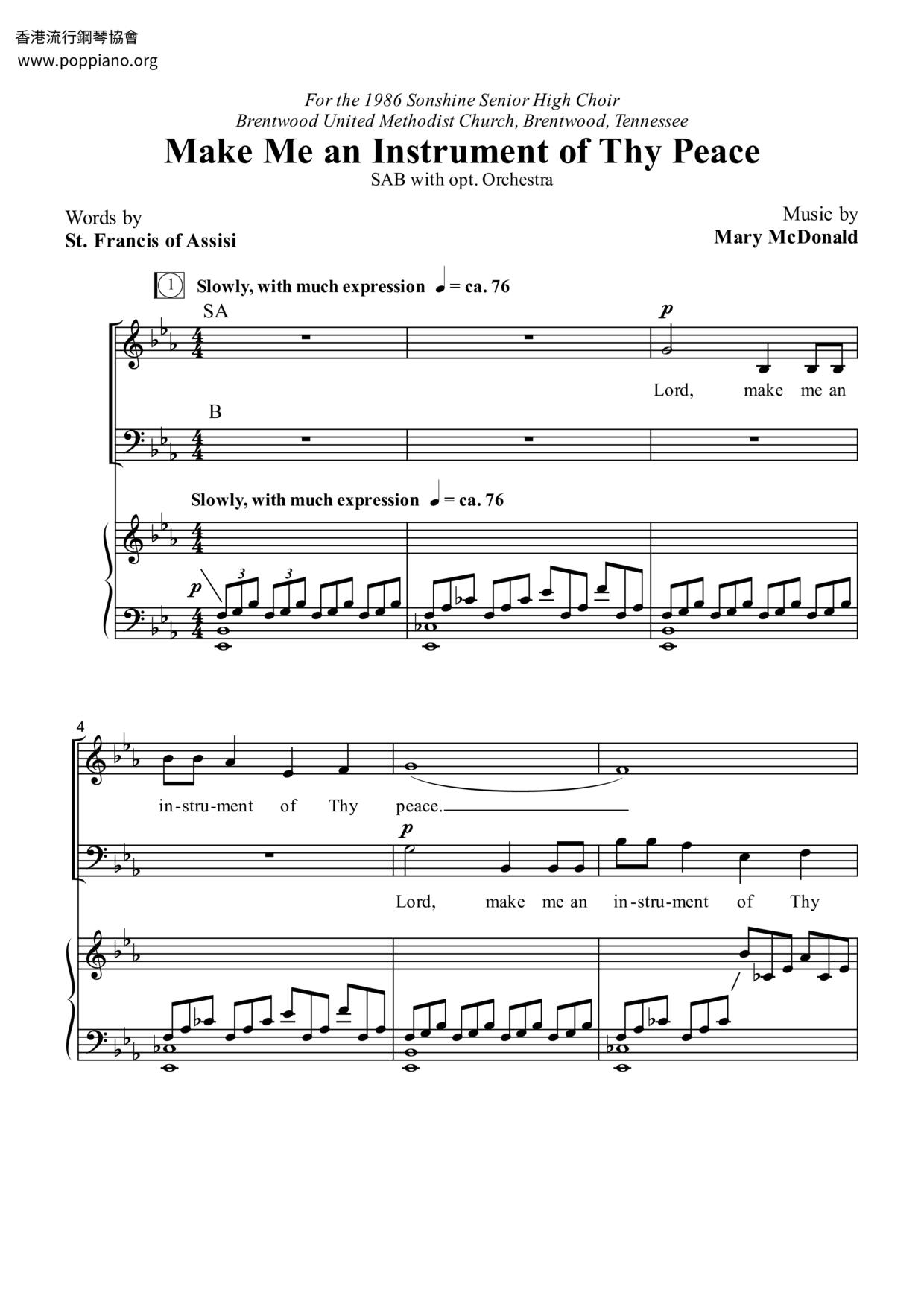 Make Me An Instrument Of Thy Peace Score