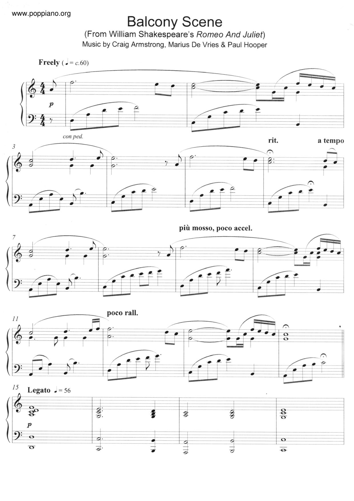 Balcony Scene - From Romeo & Juliet Score