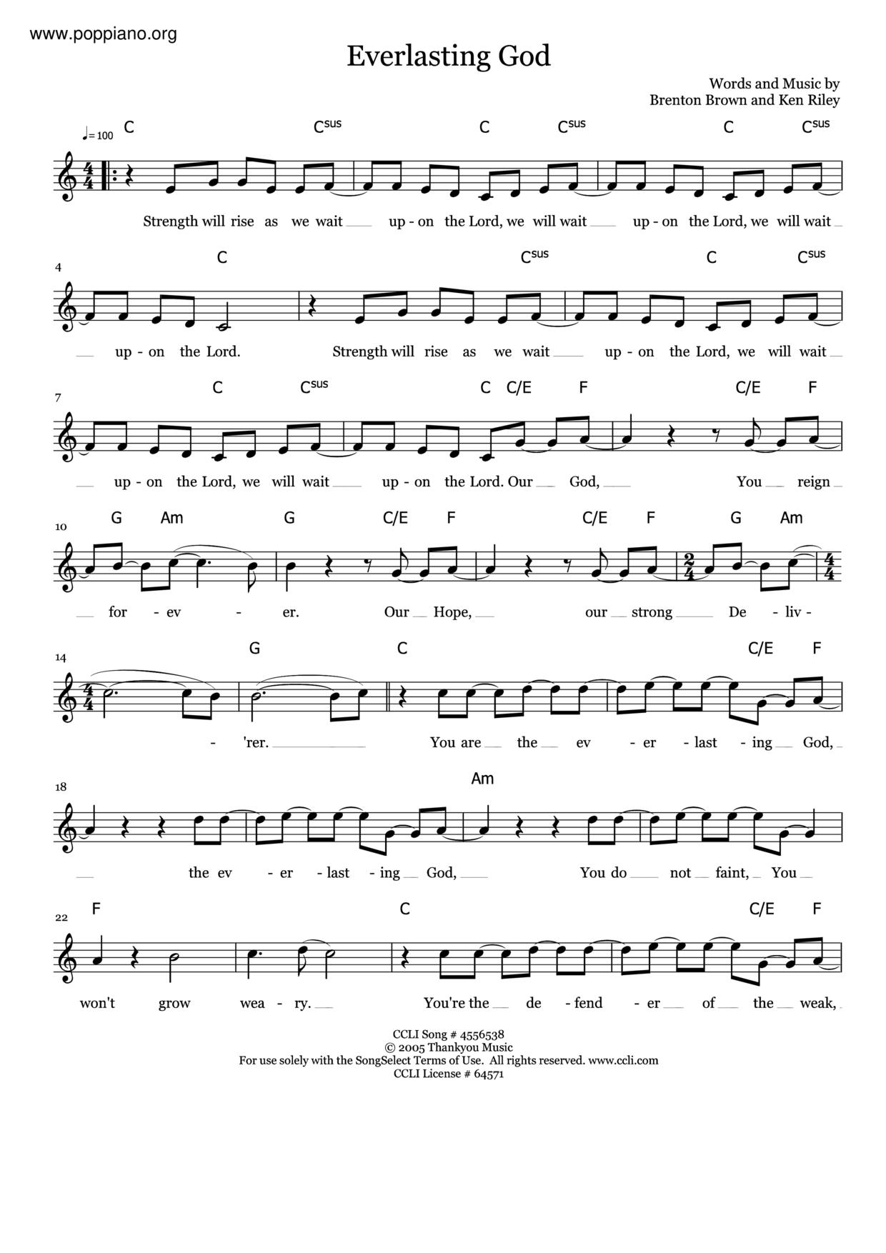Everlasting God Score
