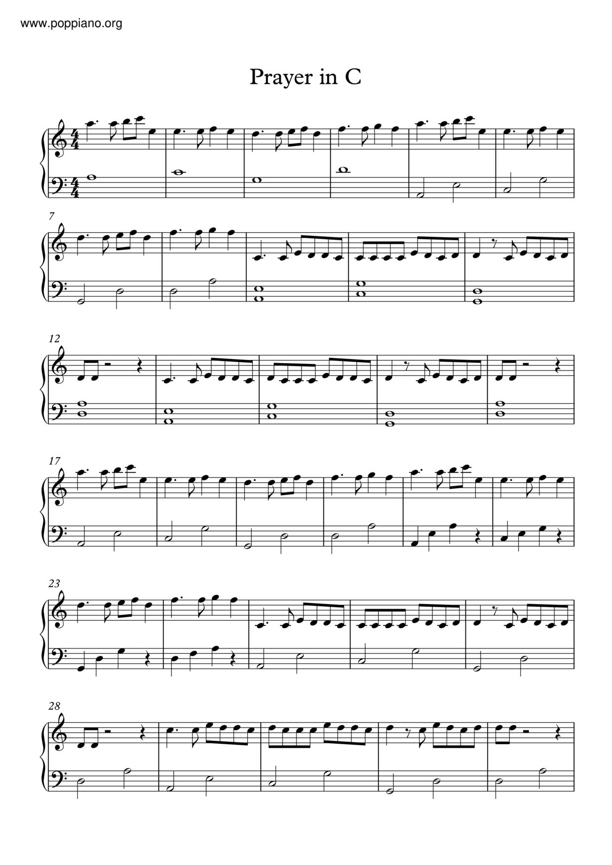 Prayer In C Score