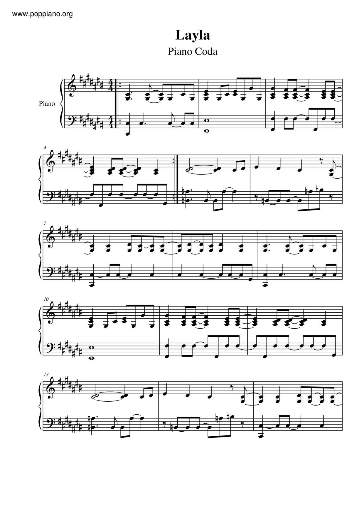 Eric ClaptonLayla Sheet Music pdf, Free Score Download ★