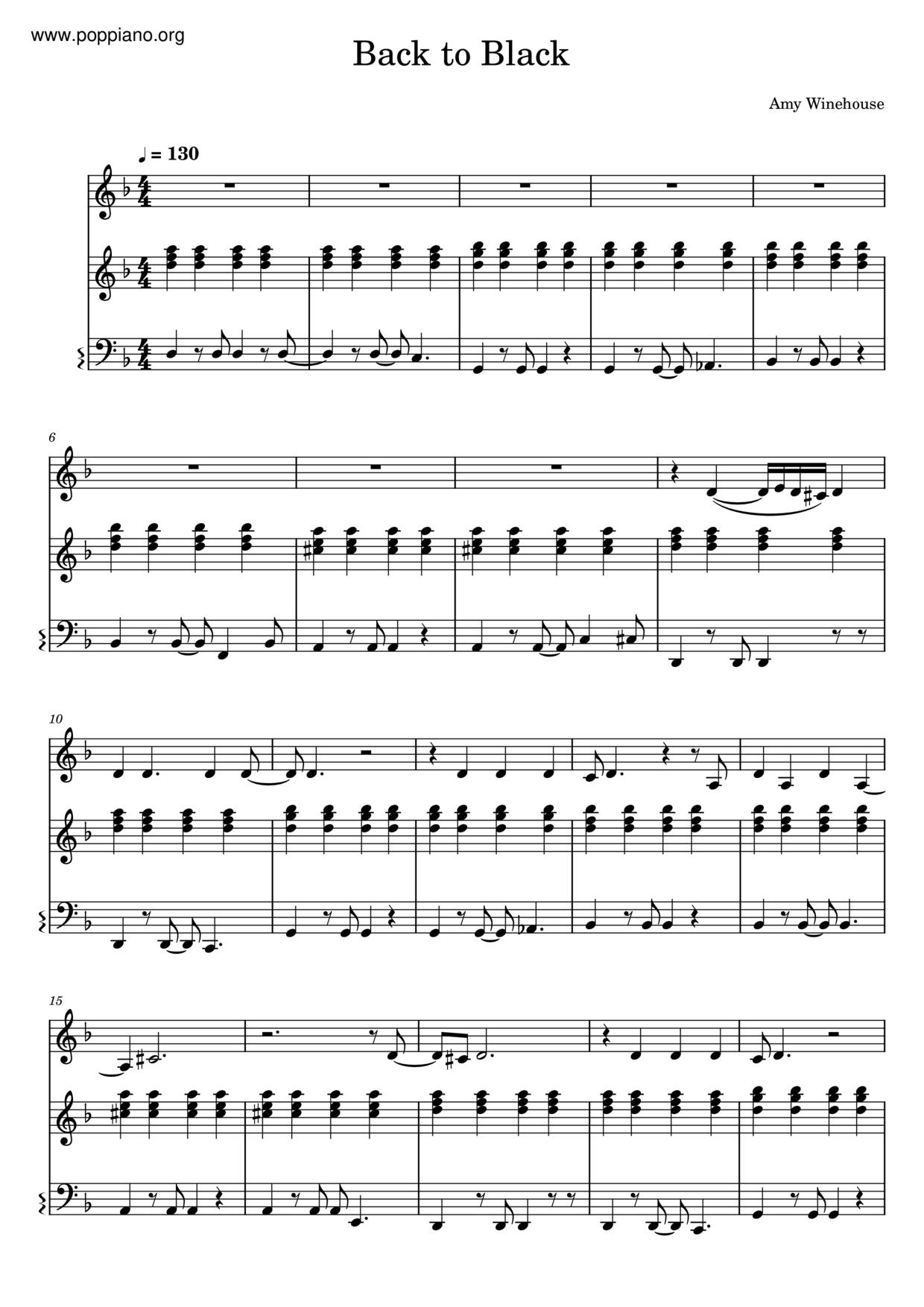 Back To Black Sheet Music by Amy Winehouse for Voice and Piano/Keyboard