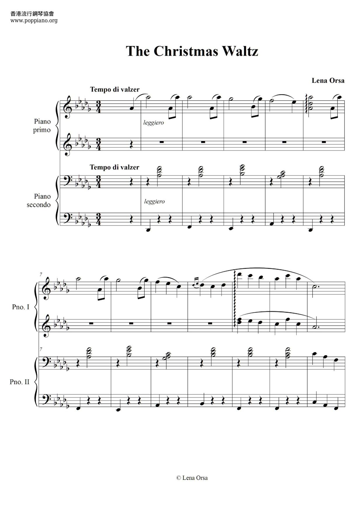 The Christmas Waltz Score