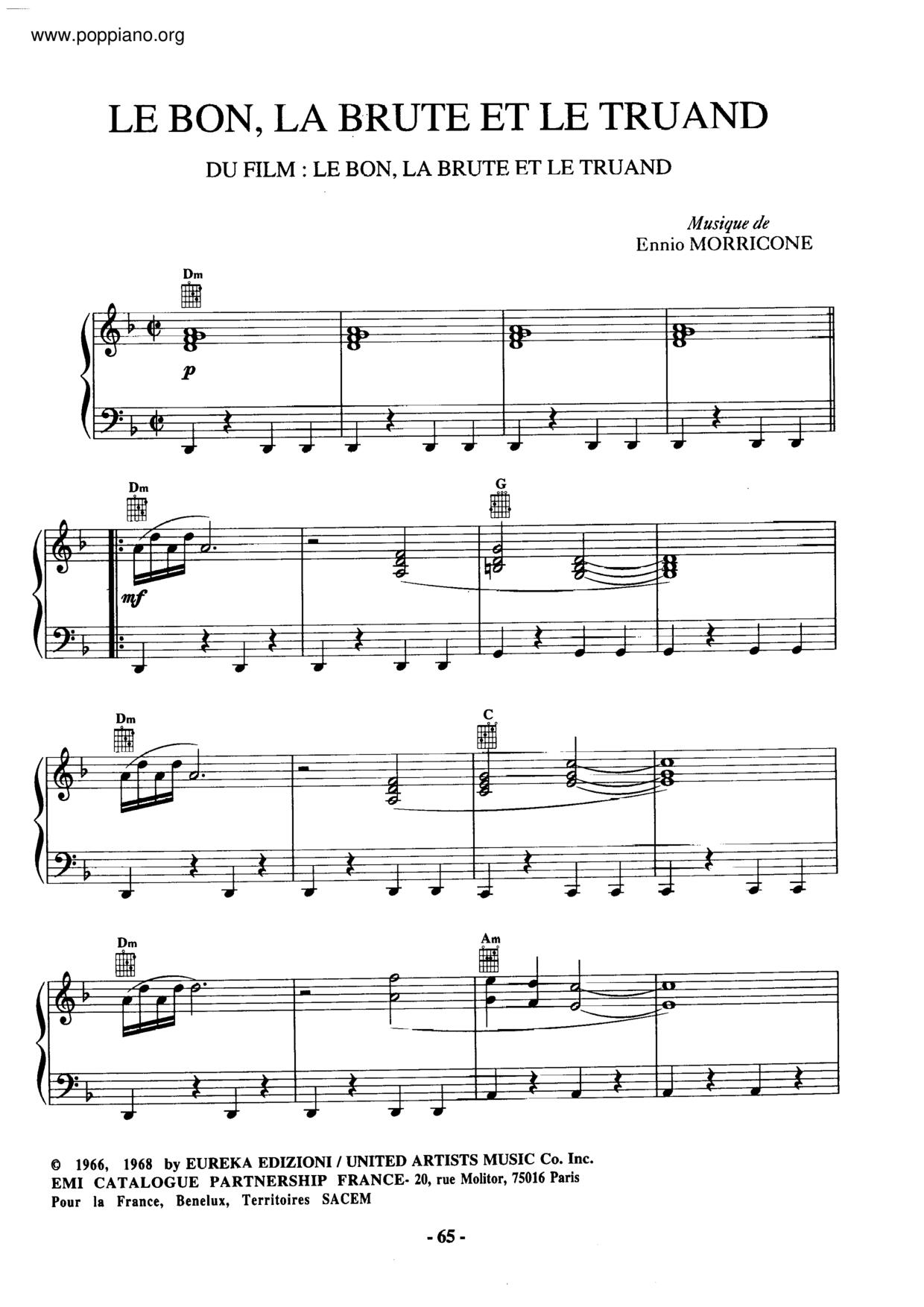 Le Bon, La Brute Et Le Truandピアノ譜