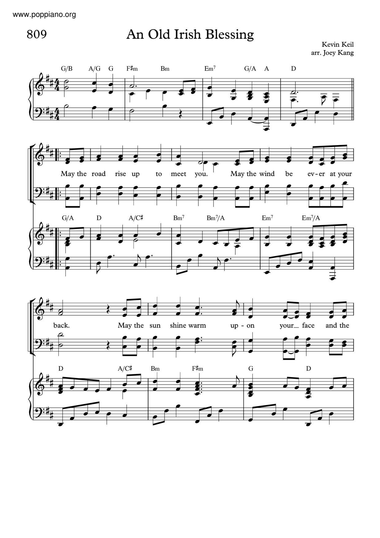 Old Irish Blessing Score