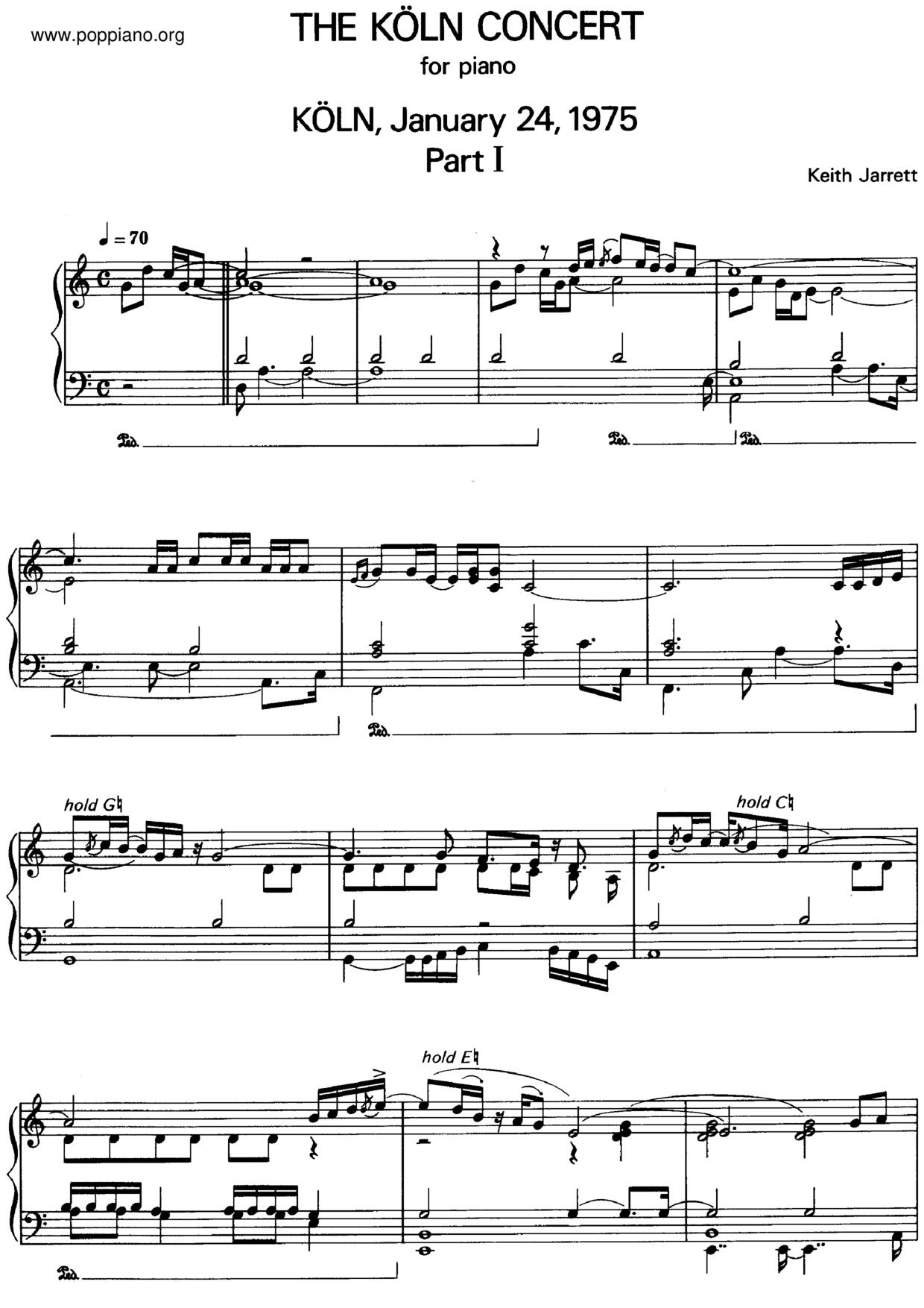 The Koln Concert Part Iピアノ譜