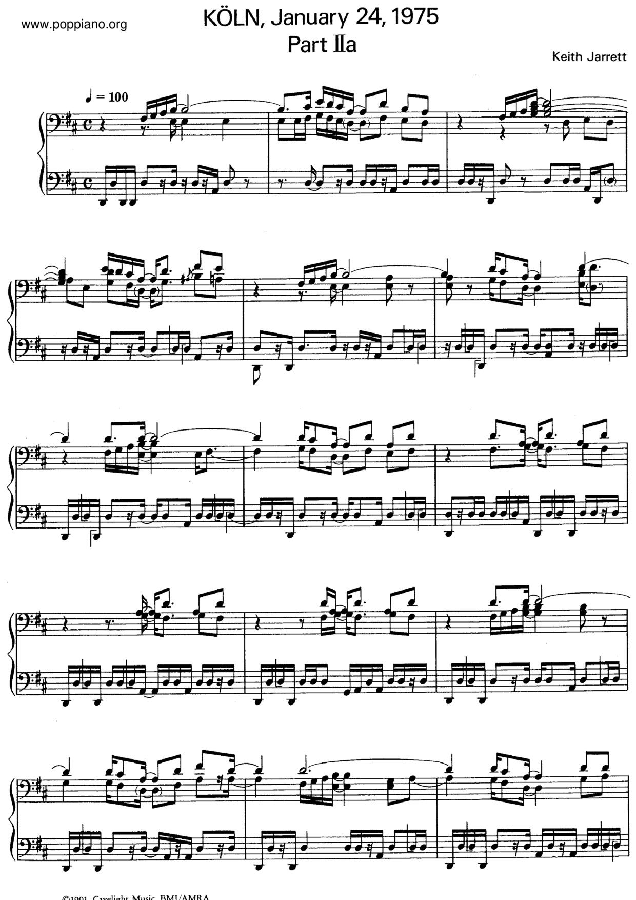 The Koln Concert Part IIaピアノ譜