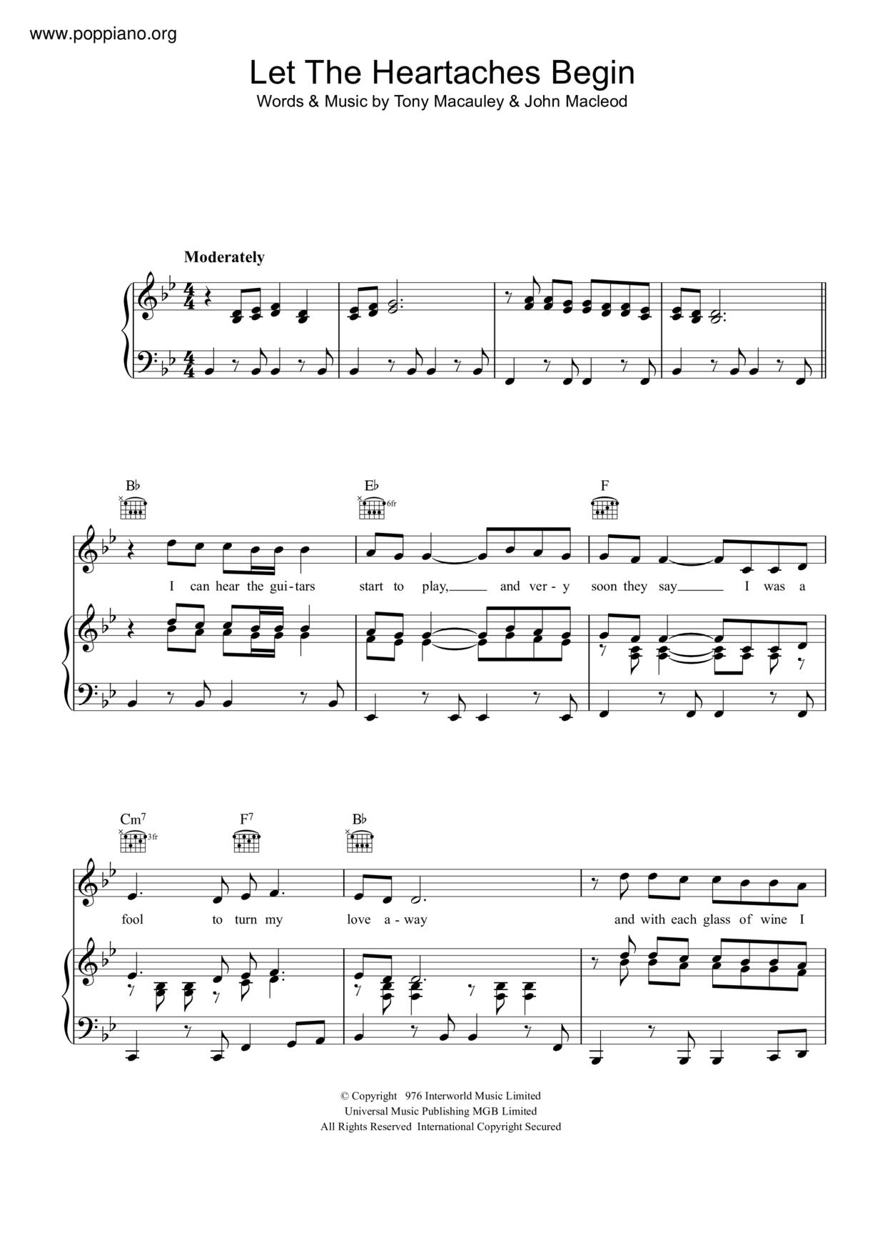 Let the Heartaches Begin Score