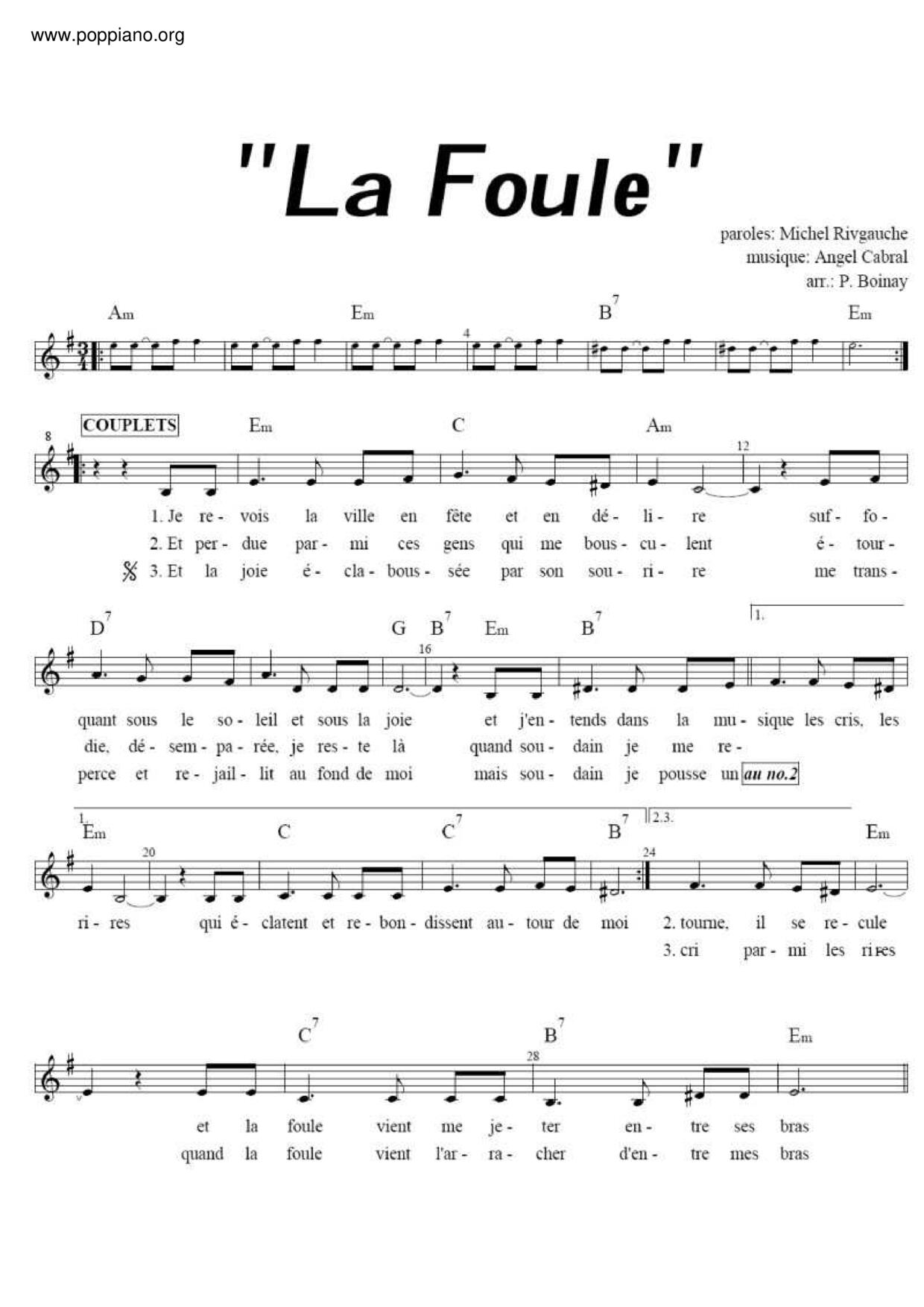 Edith Piaf La Foule pdf Edith Piaf La Foule pdf