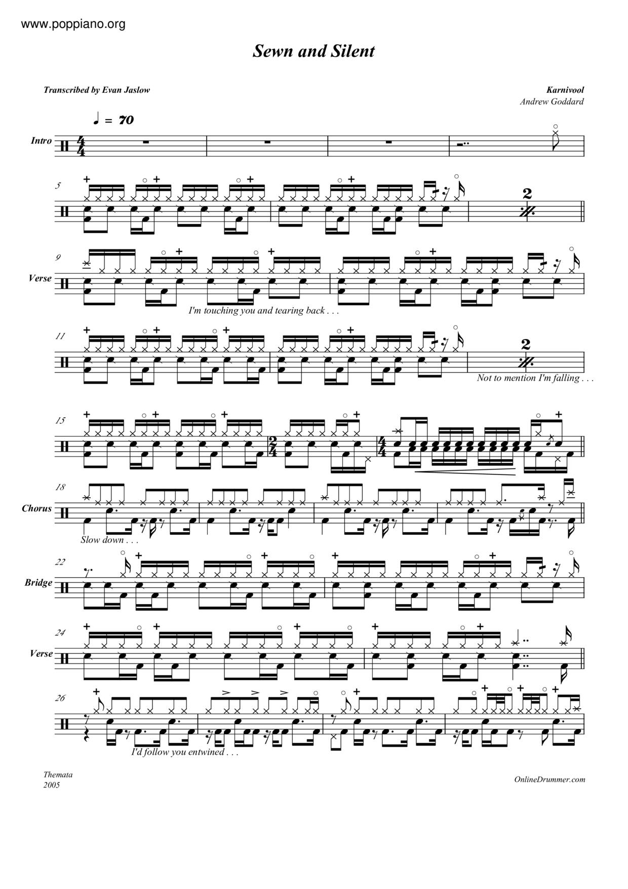 Sewn And Silent Score