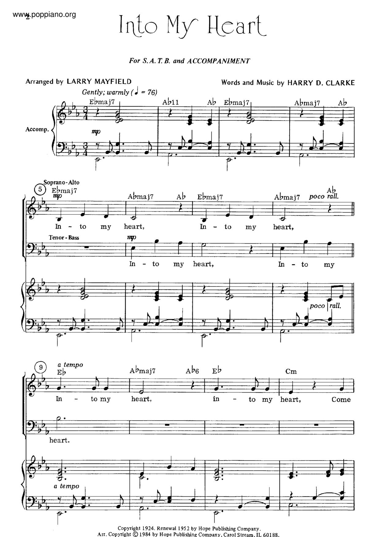 Into My Heart Score