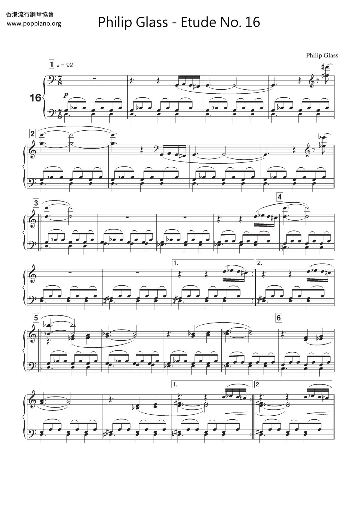 Etude No. 16ピアノ譜