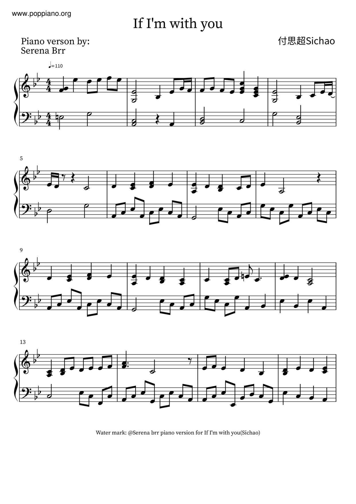 If I'm With You Score