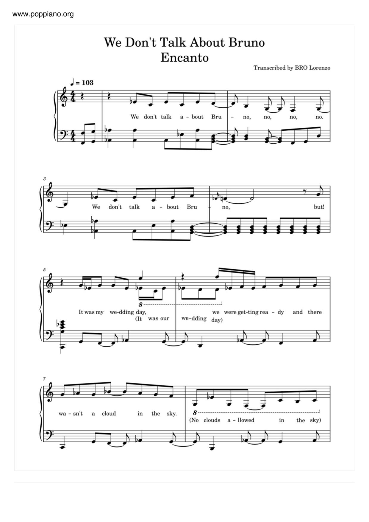 Encanto - We Don't Talk About Bruno Score