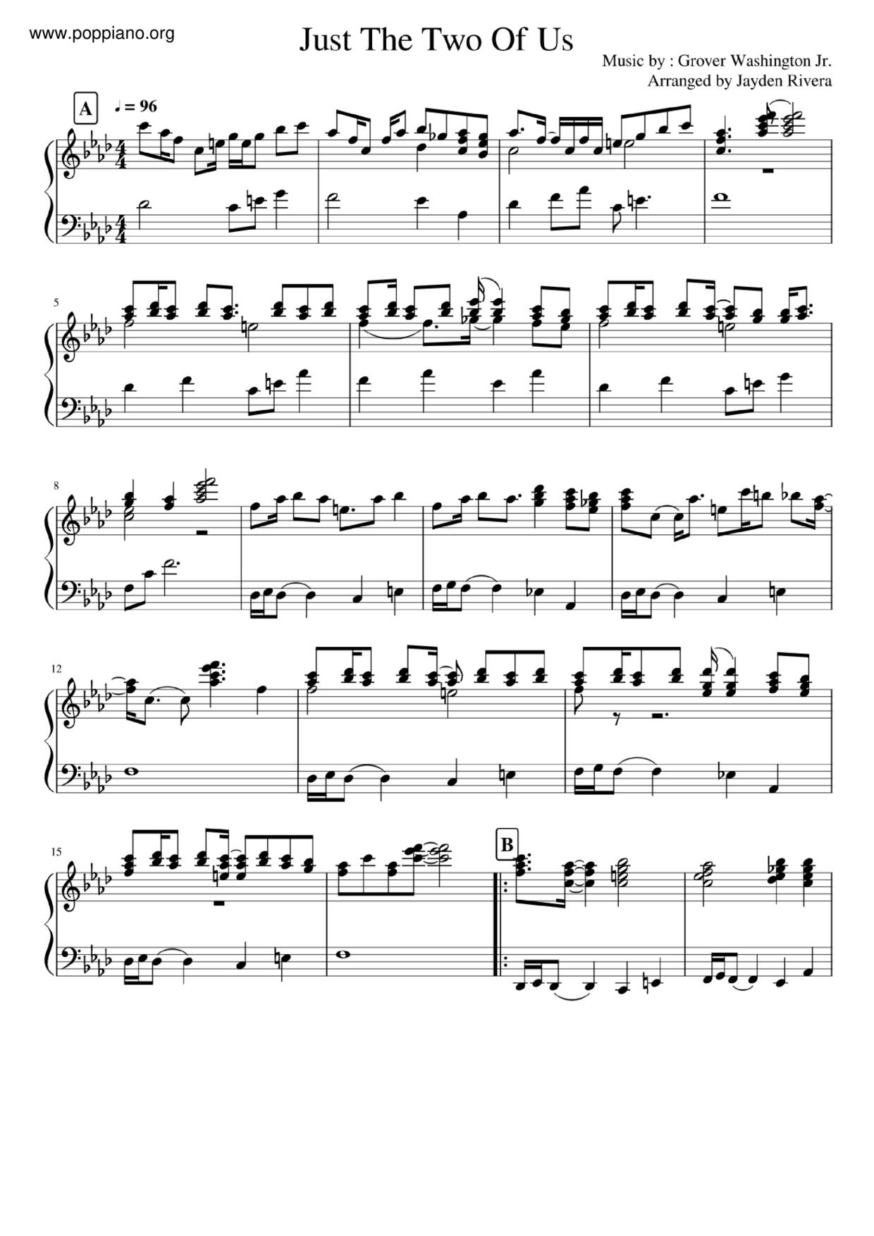 ☆ Just The Two Of Us, Sheet Music, Piano Score Free PDF Download