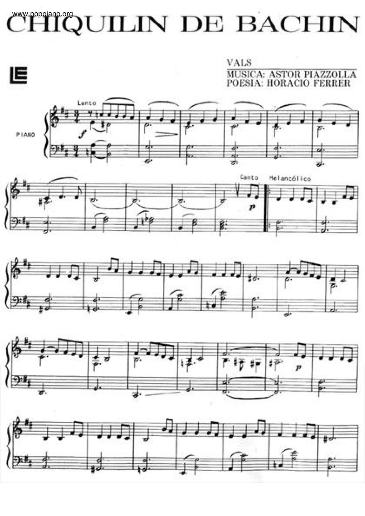 Chiquilin De Bachinピアノ譜