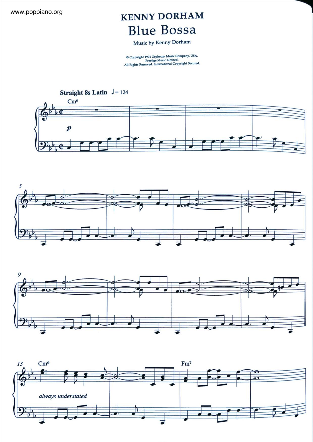 Blue Bossa Score