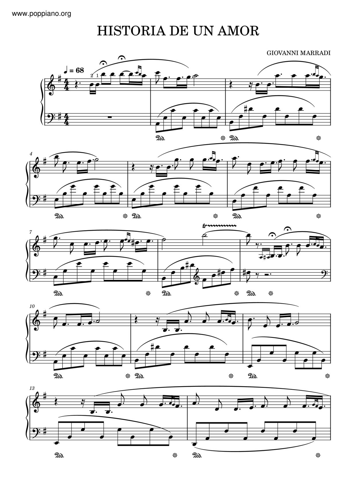 Giovanni MarradiHistory De Un Amor Sheet Music pdf, Free Score