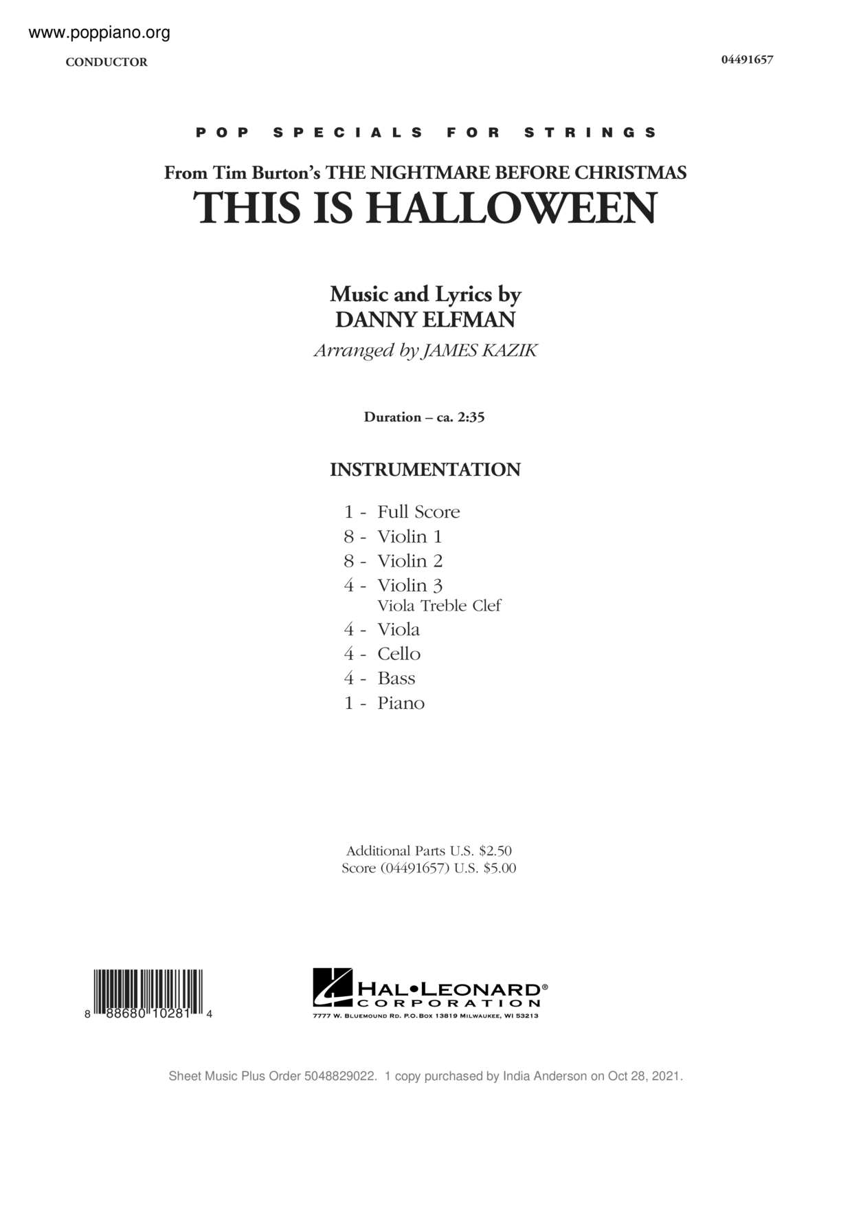 This Is Halloween Score