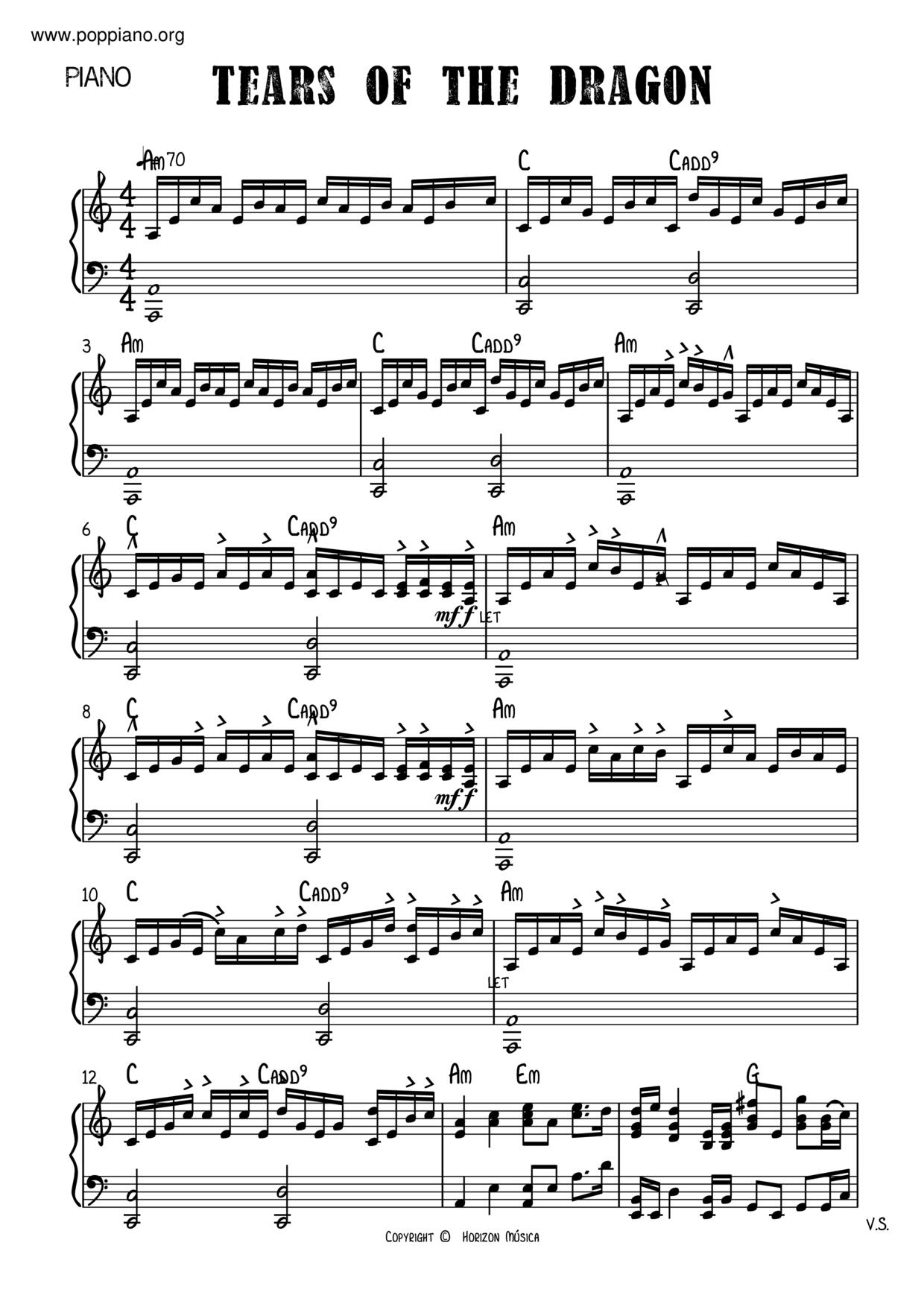 ☆ Bruce Dickinson-Tears Of The Dragon Sheet Music pdf, - Free Score  Download ☆