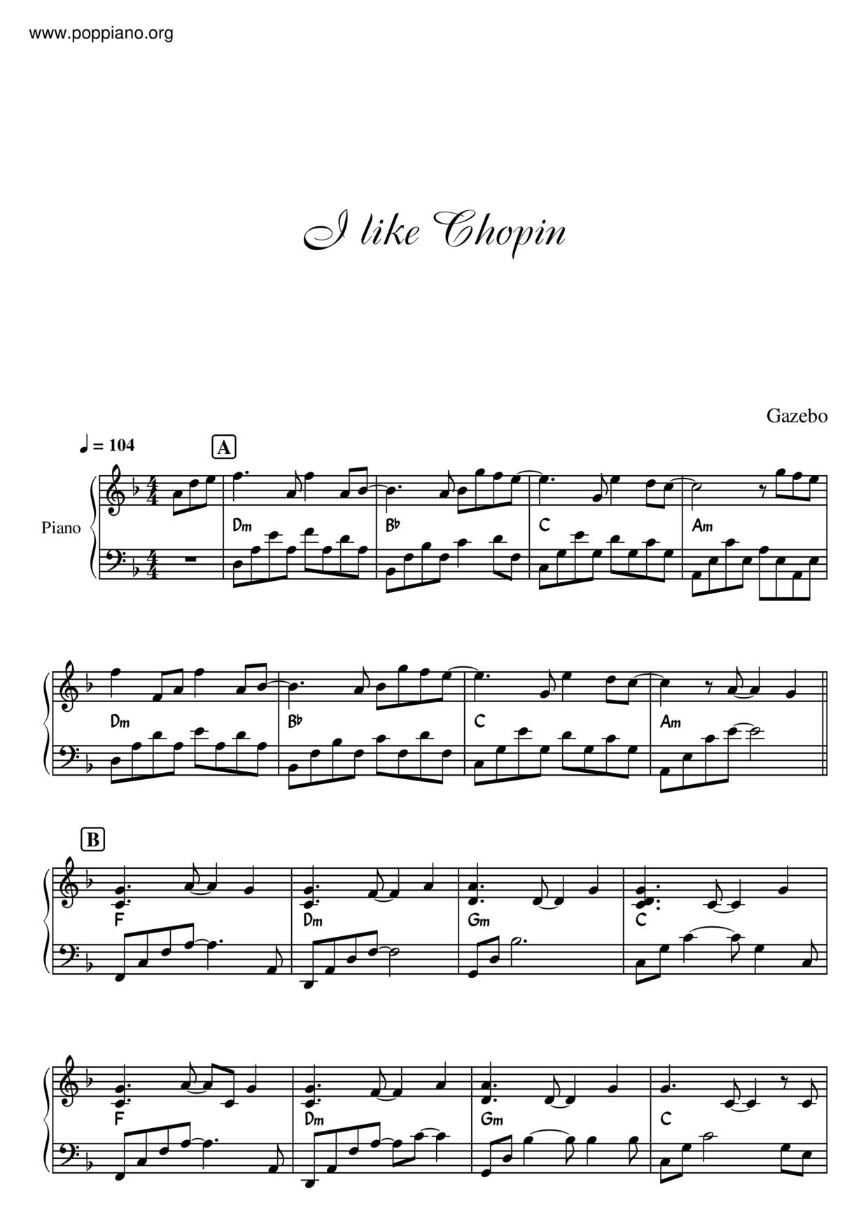 I Like Chopin Score