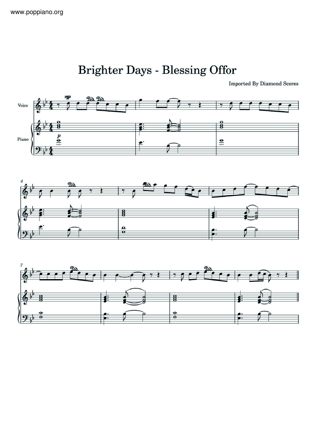 Brighter Daysピアノ譜