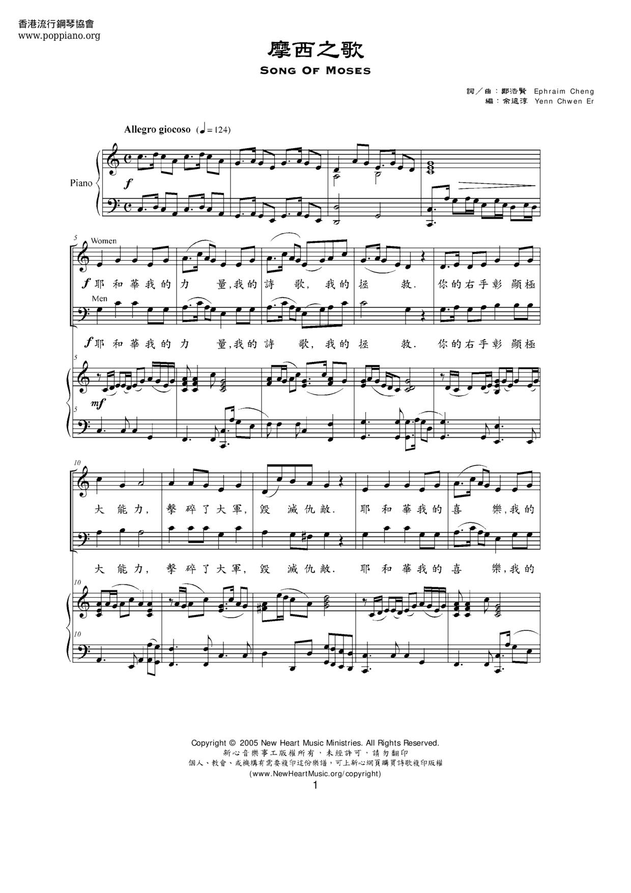 Song Of Moses Score