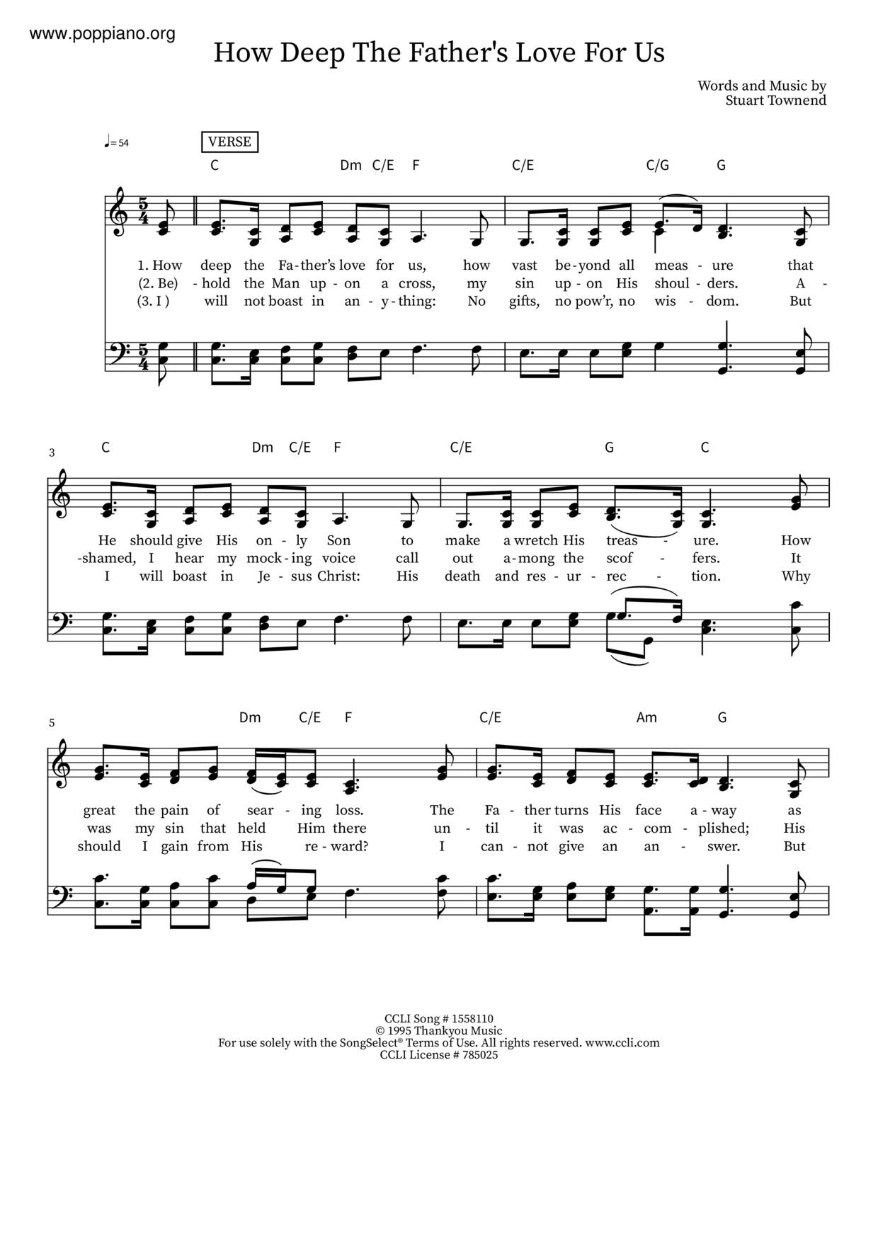 How Deep The Father's Love For Us Score