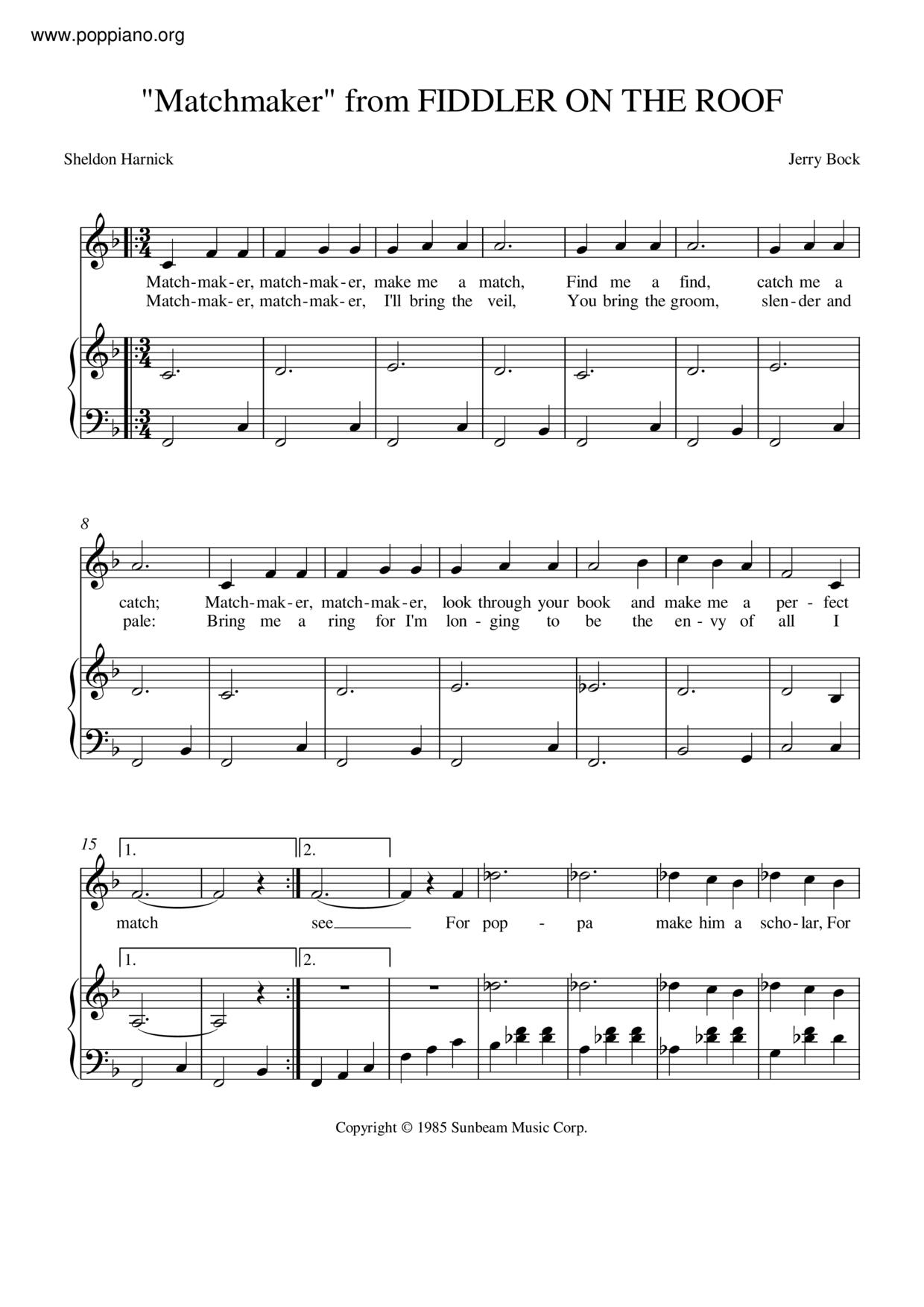 Fiddler on the Roof - Matchmaker Score