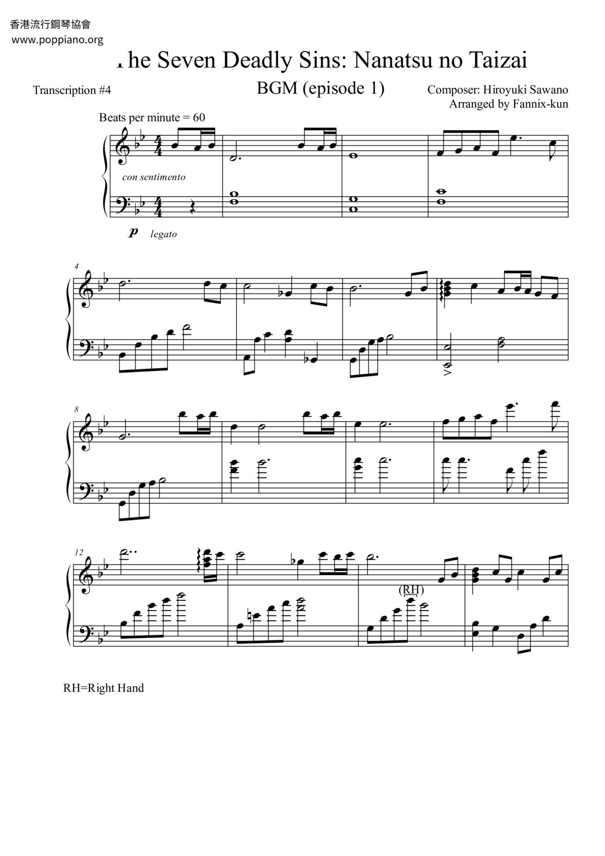 The Seven Deadly Sins - Nanatsu no Taizai Score