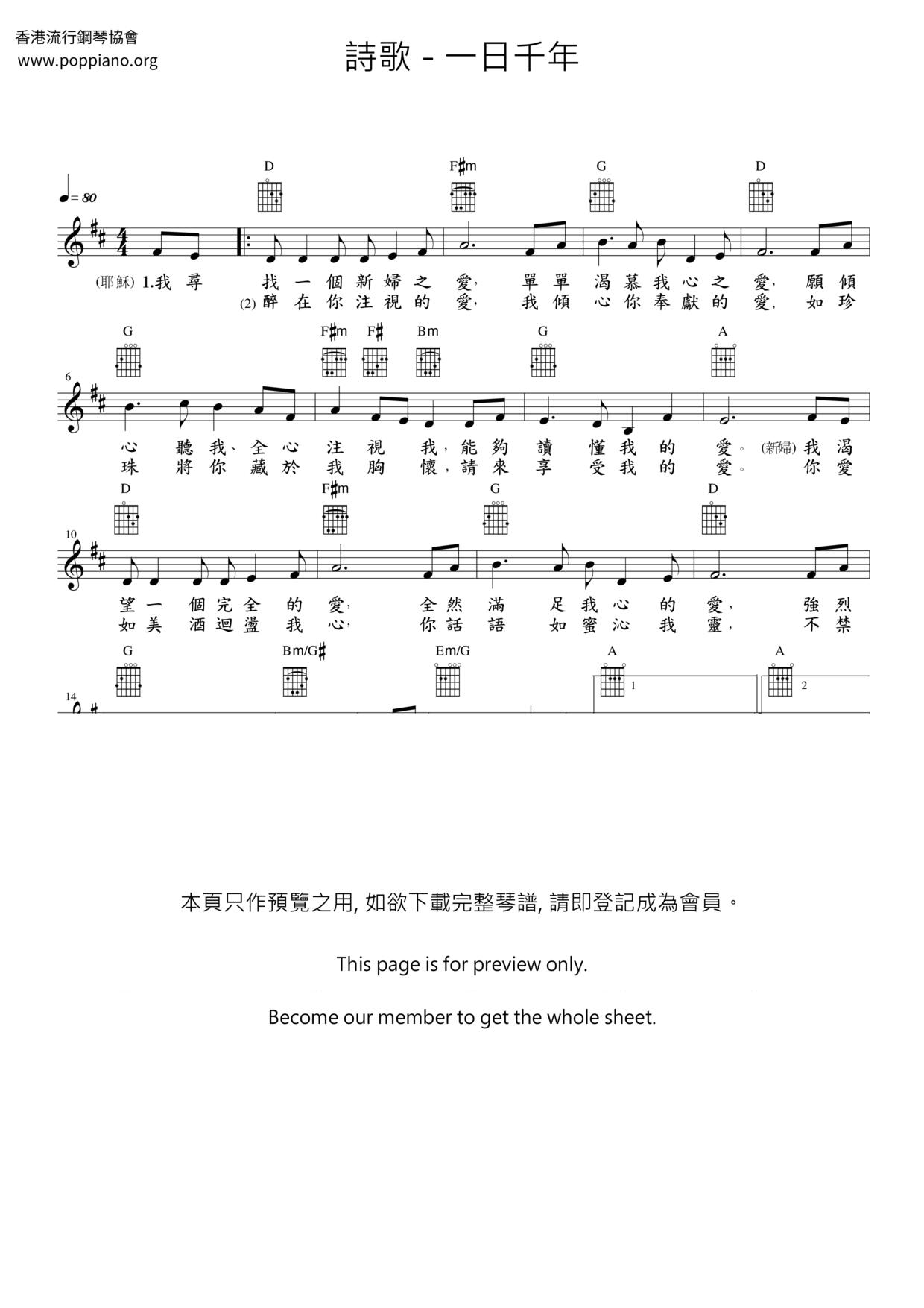 A Day For A Thousand Years Score