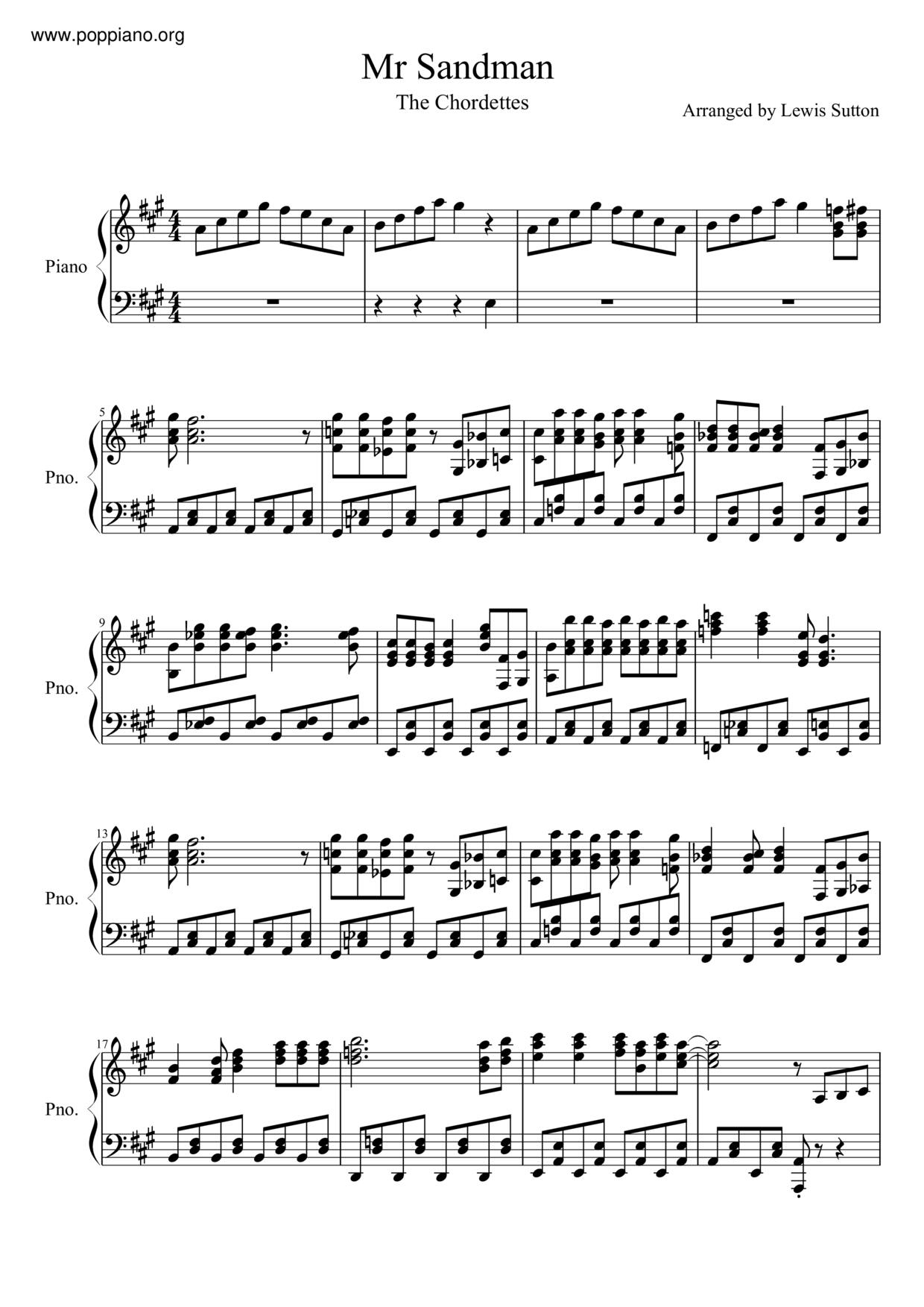 Mr Sandman Score