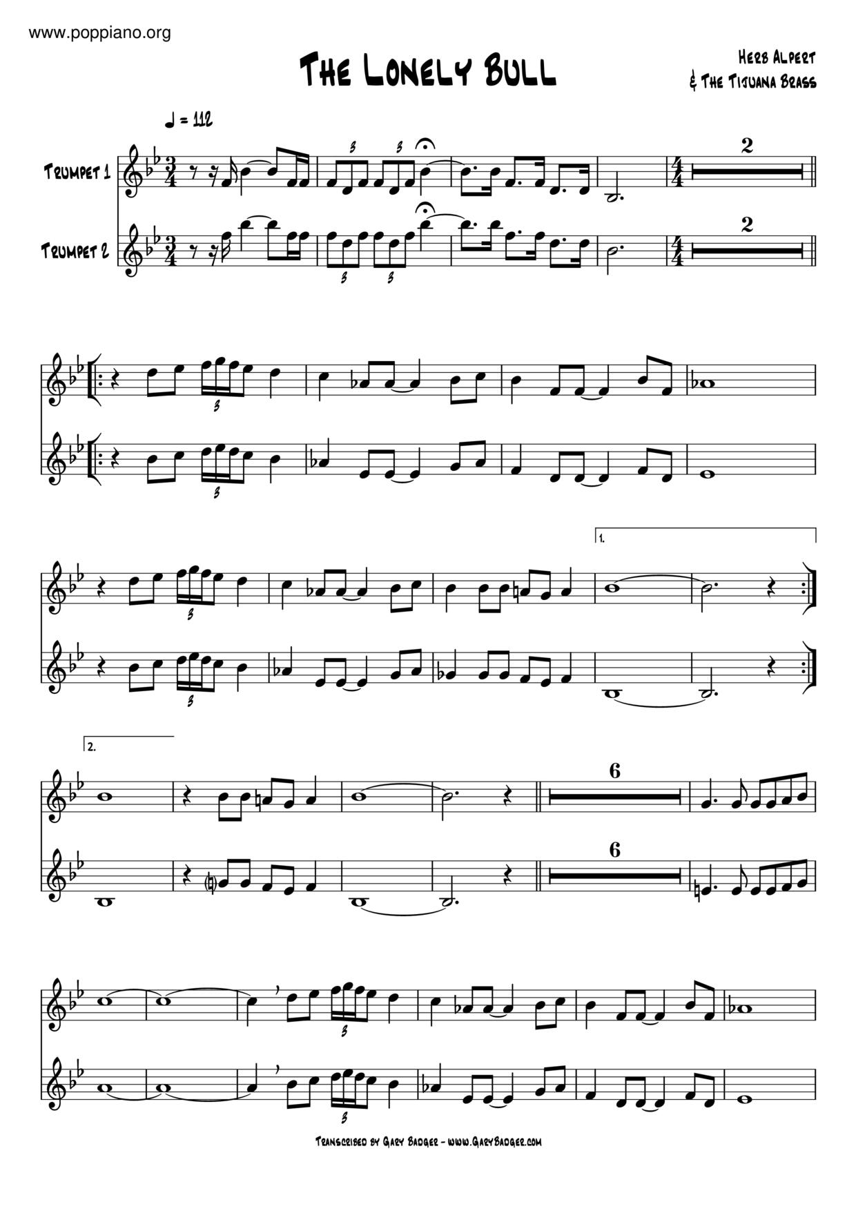 The Lonely Bull Score
