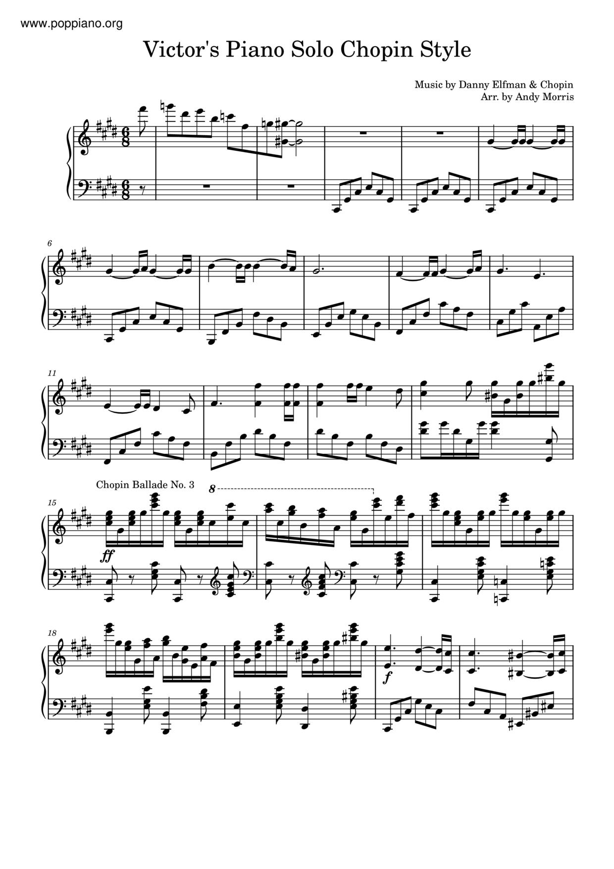Tim Burton's Corpse Bride - Victor's Piano Solo Score