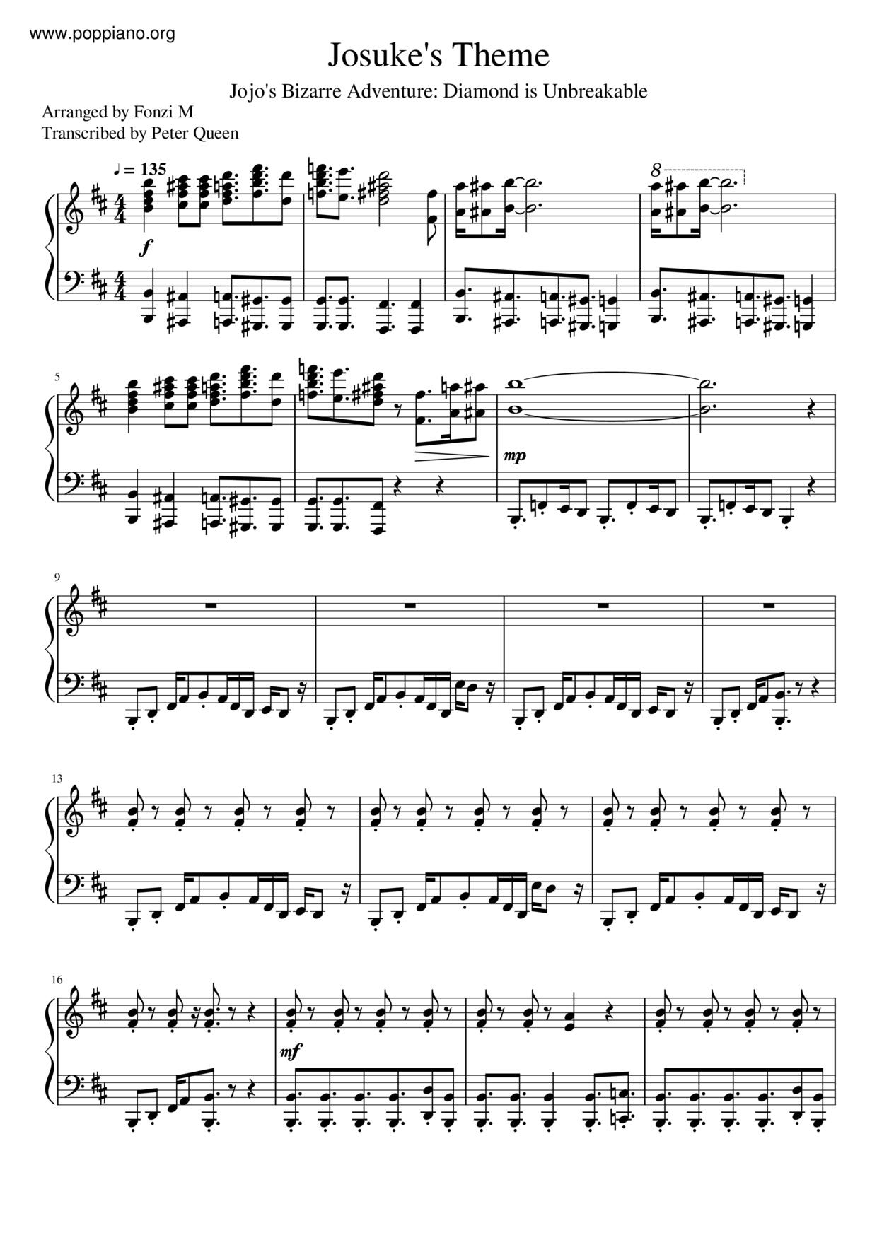 Josuke's Theme Score