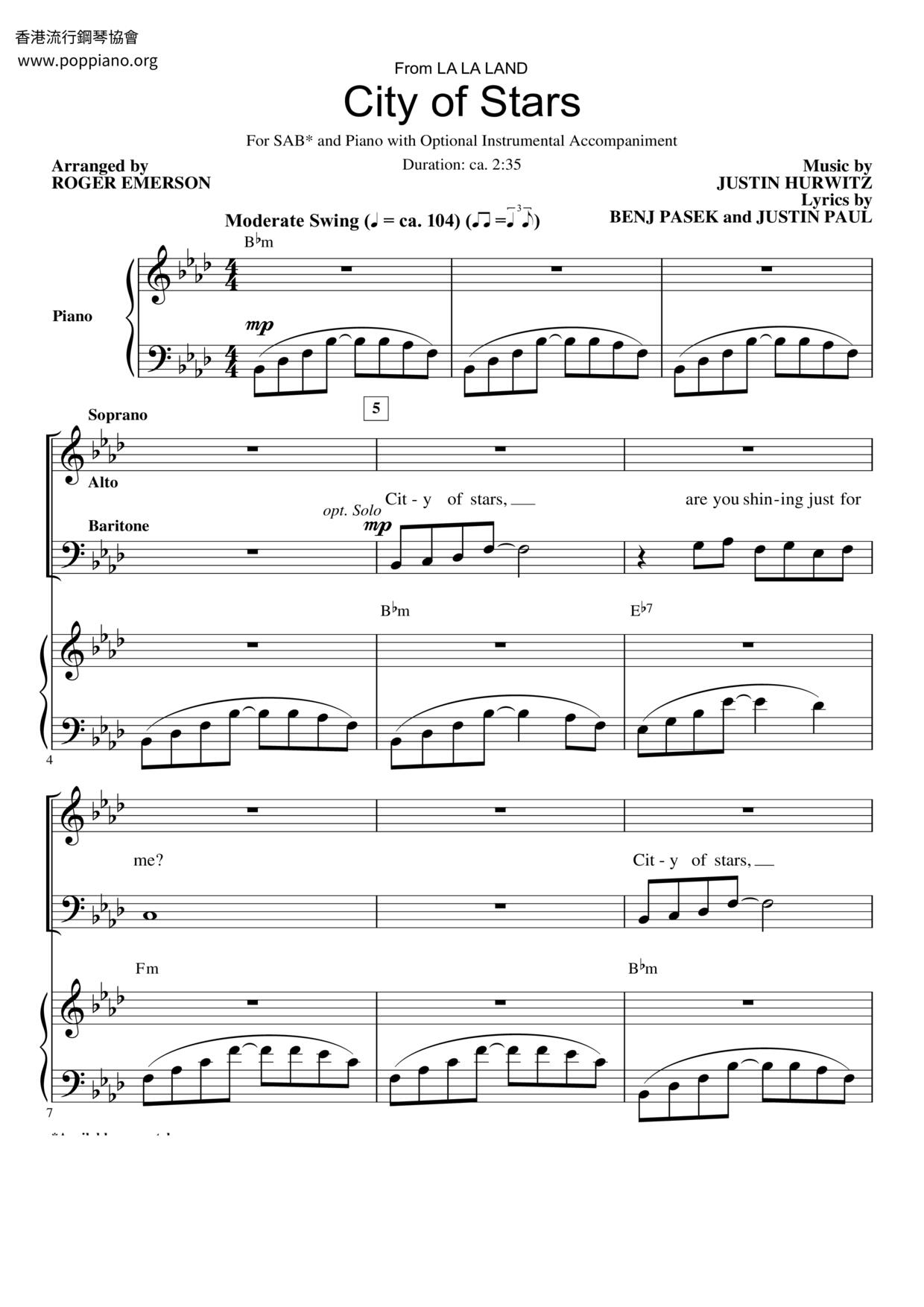 La La Land - City Of Stars Score