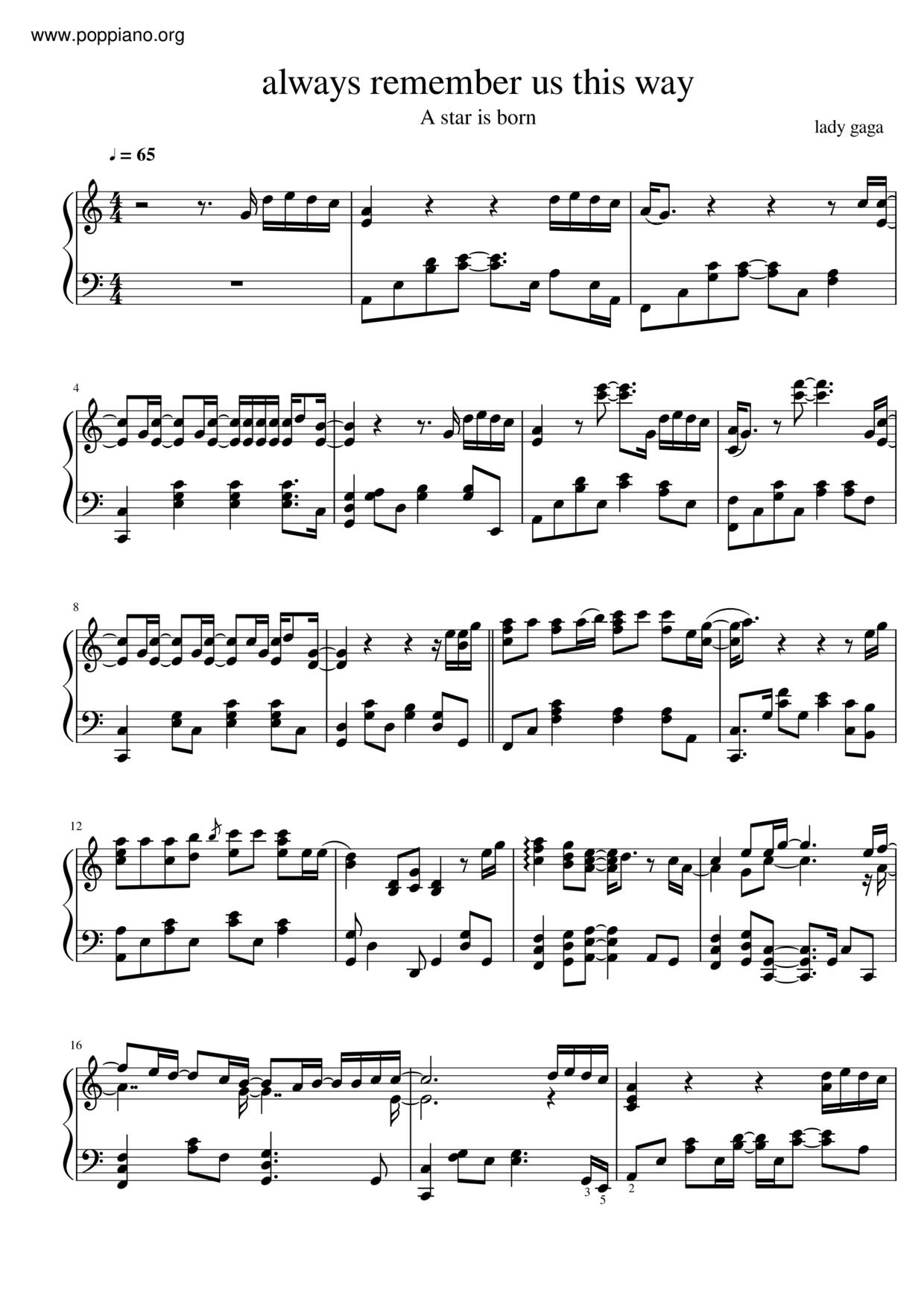 Always Rem Ember Us This Way Score