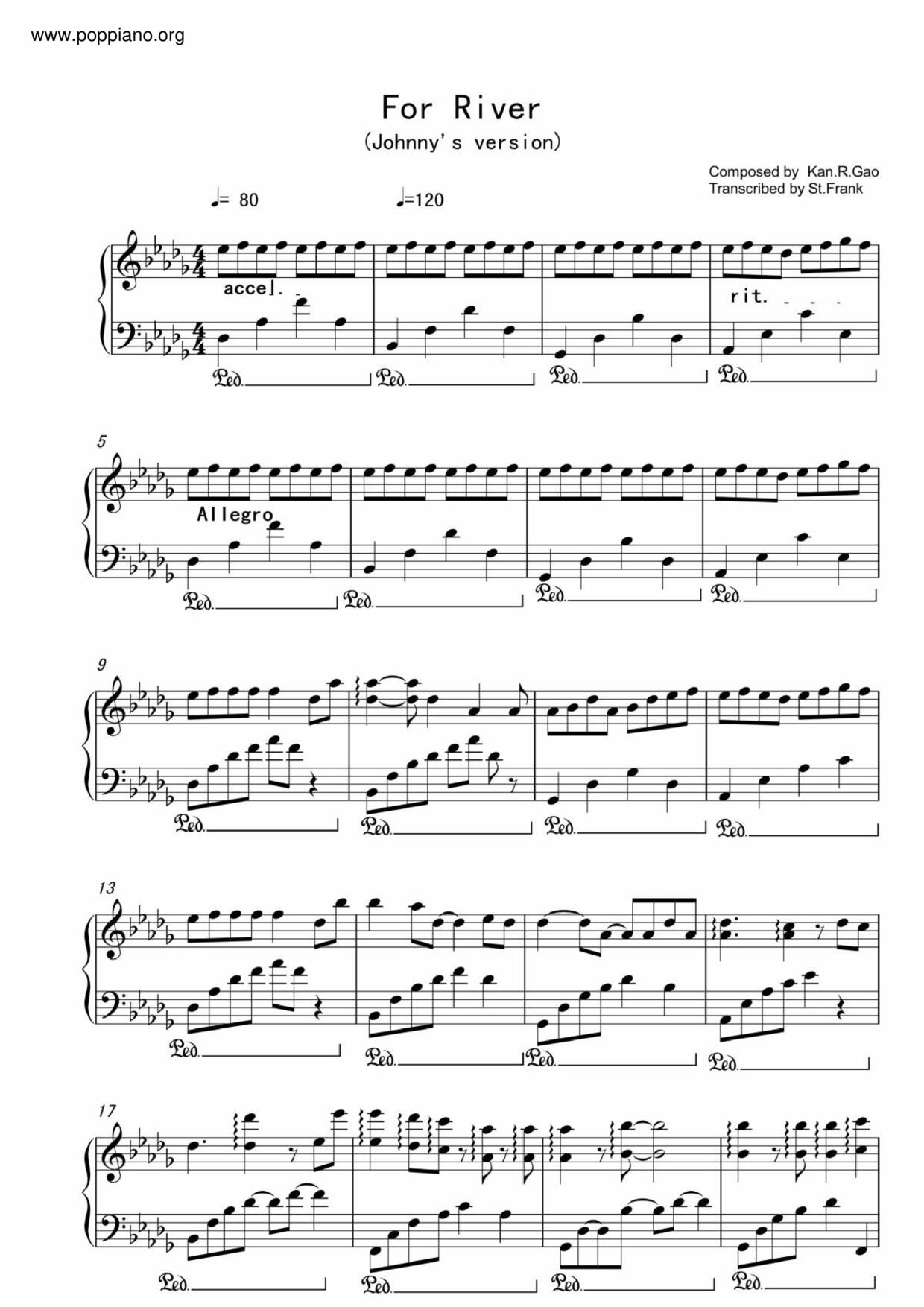 For River-Johnny's Version琴譜
