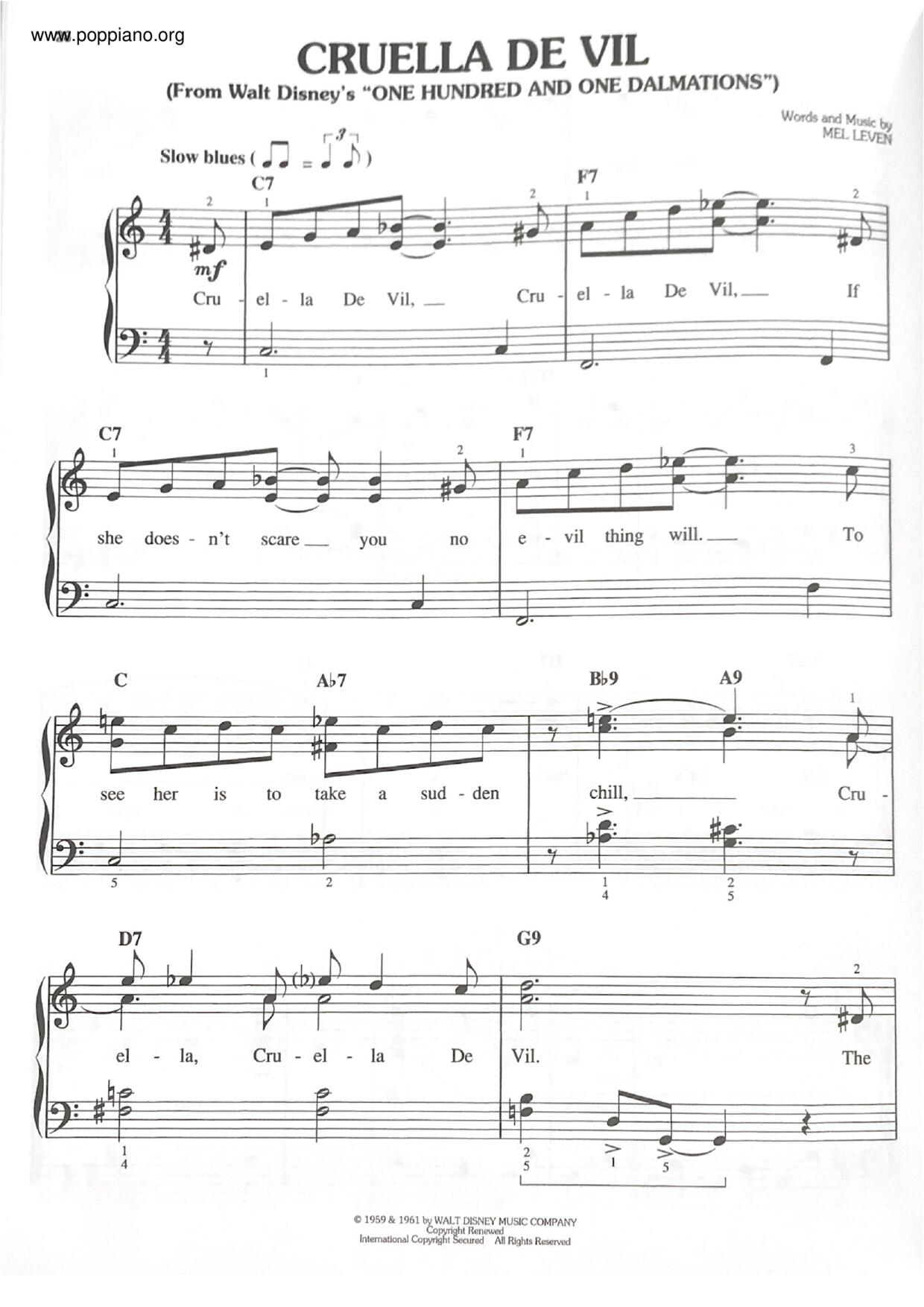 101 Dalmatians - Cruella De Vil Score