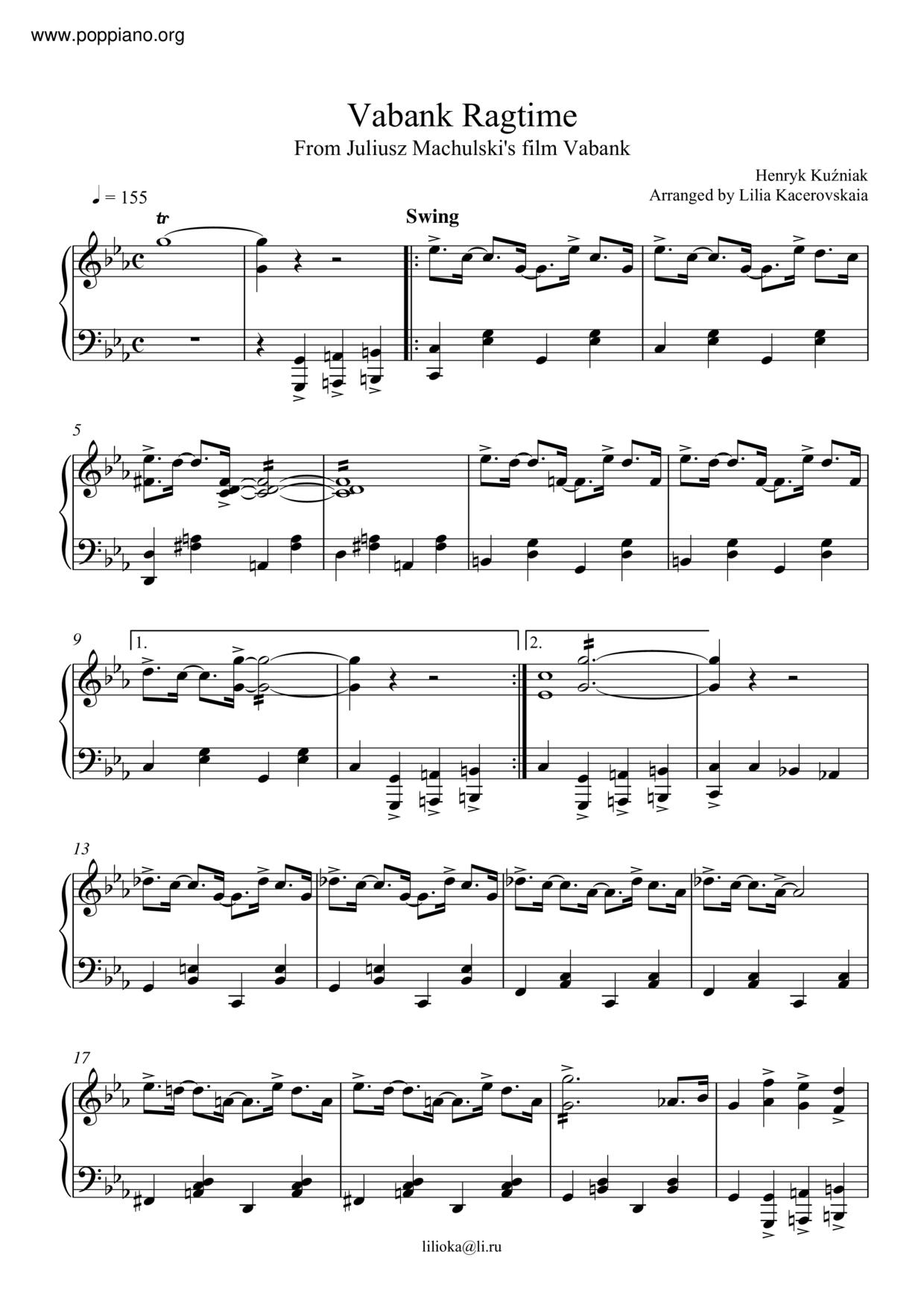 Vabank Ragtime琴譜