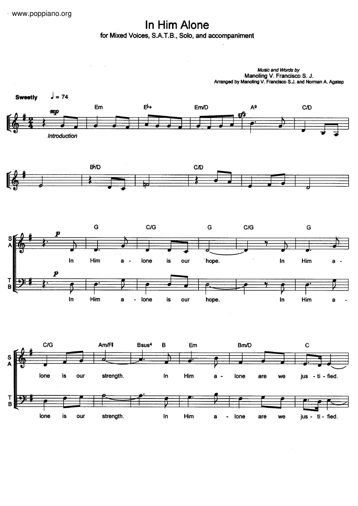 In Him Alone Score