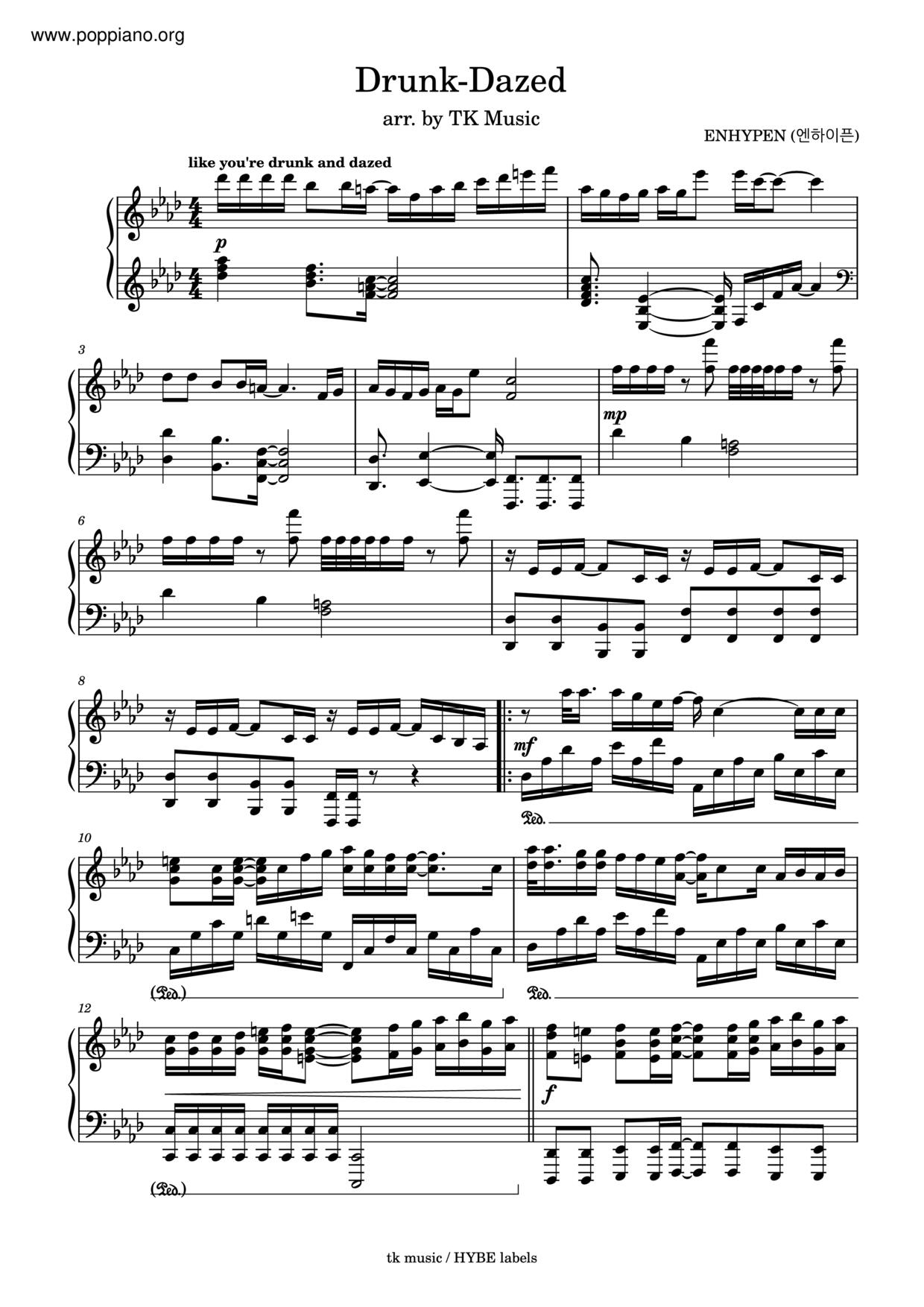 Drunk-Dazed Score
